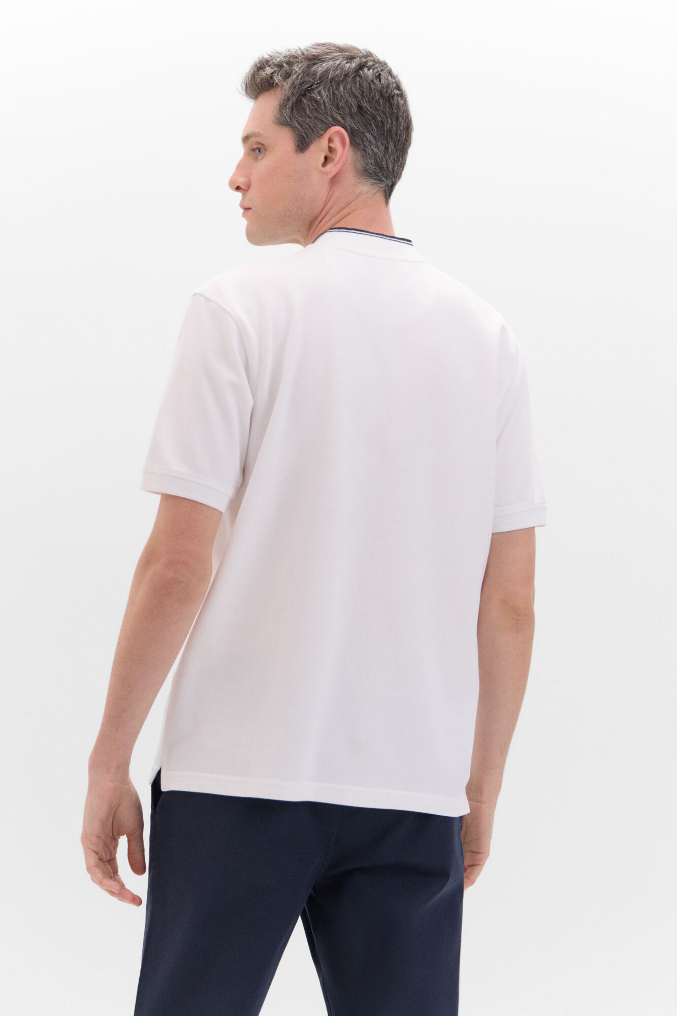 Cortefiel Polo cuello bomber Blanco