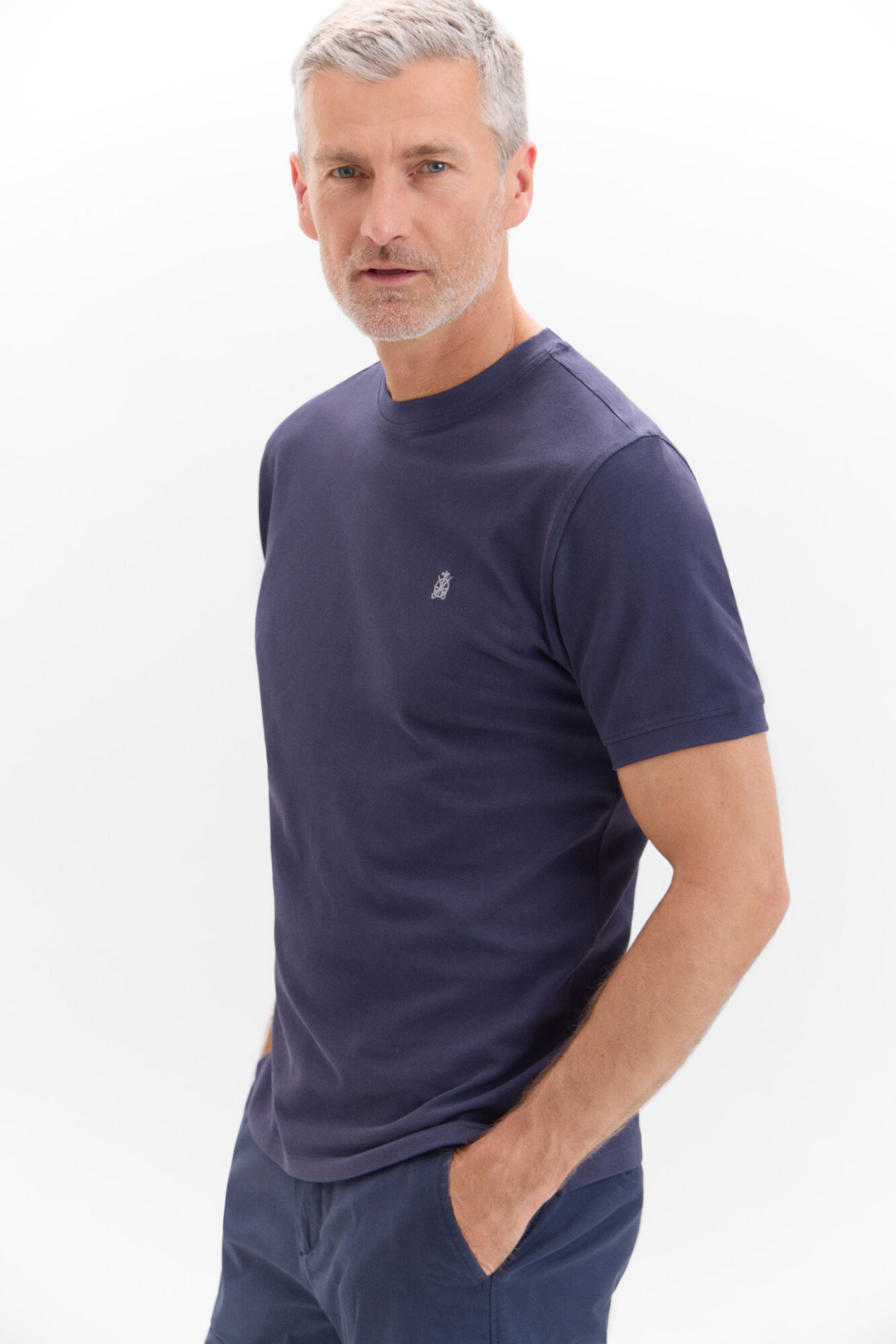Cortefiel Camiseta b&aacute;sica piqu&eacute; Azul marino