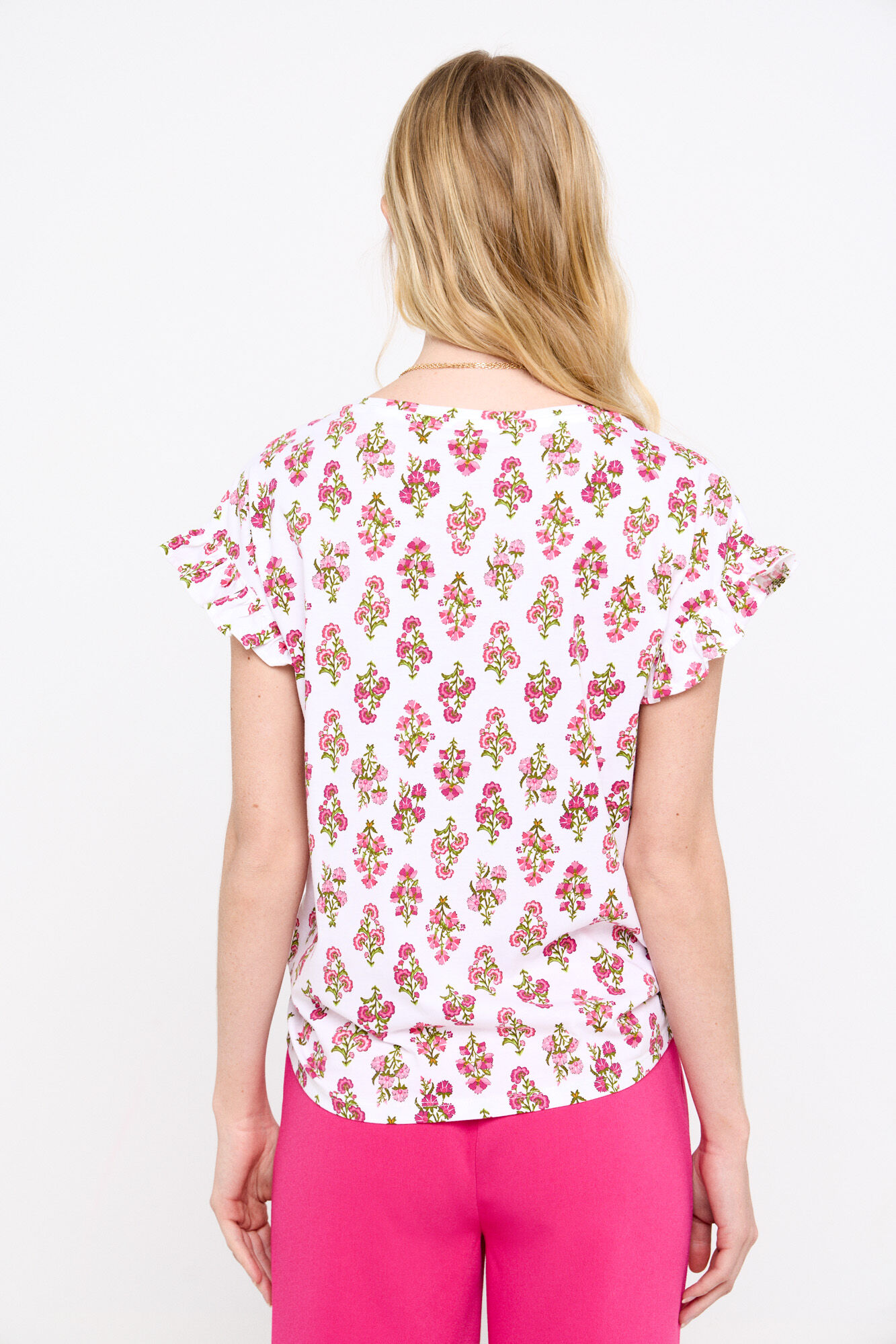Cortefiel Camiseta b&aacute;sica volantes Estampado naranja