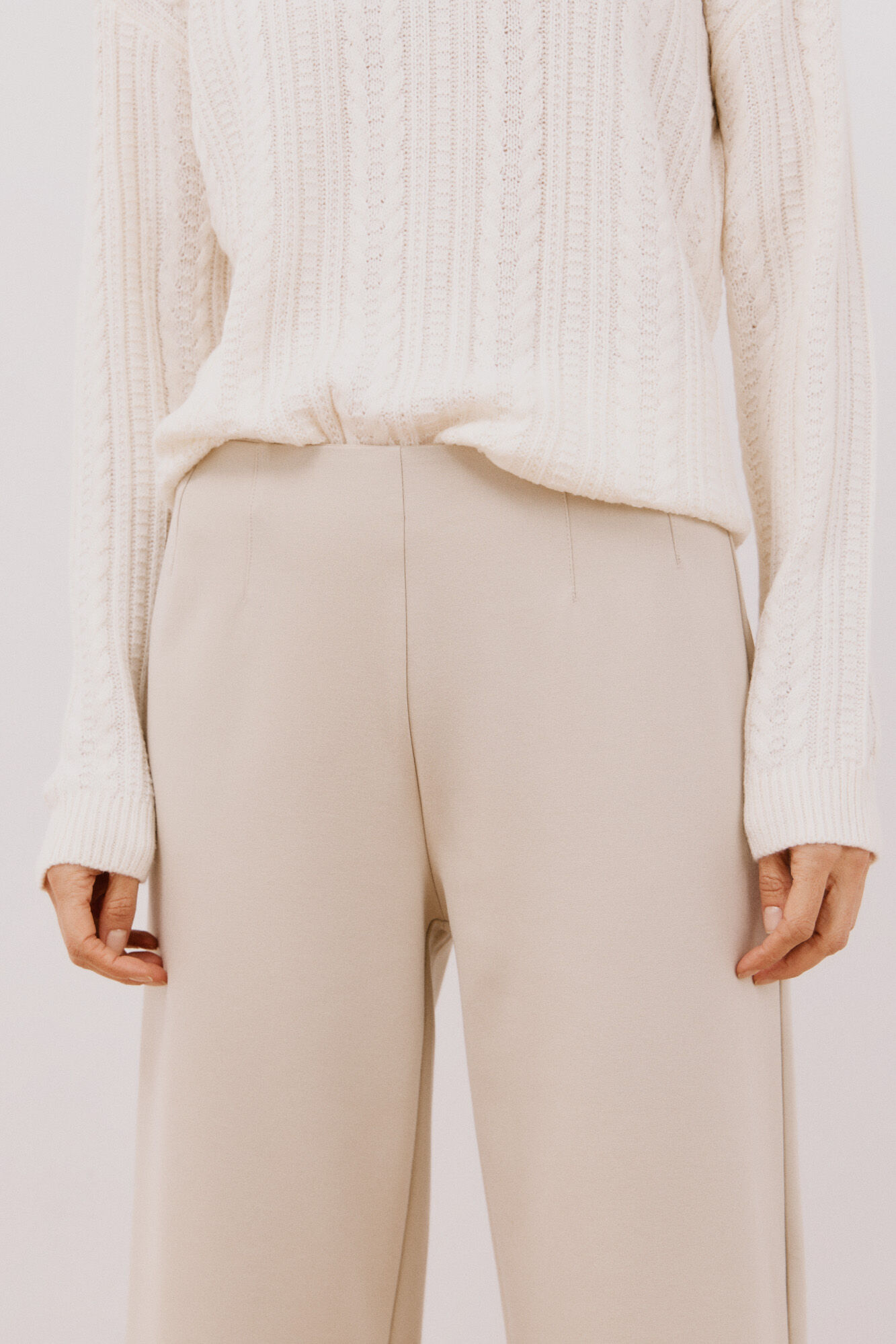 Cortefiel Pantal&oacute;n palazzo de punto Beige