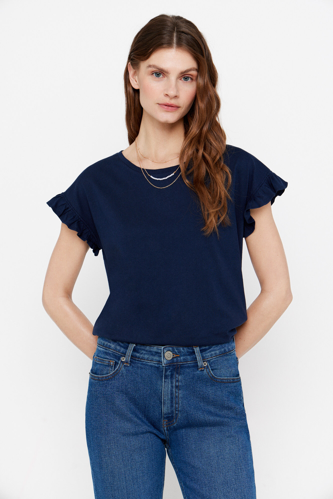 Cortefiel Camiseta b&aacute;sica volantes