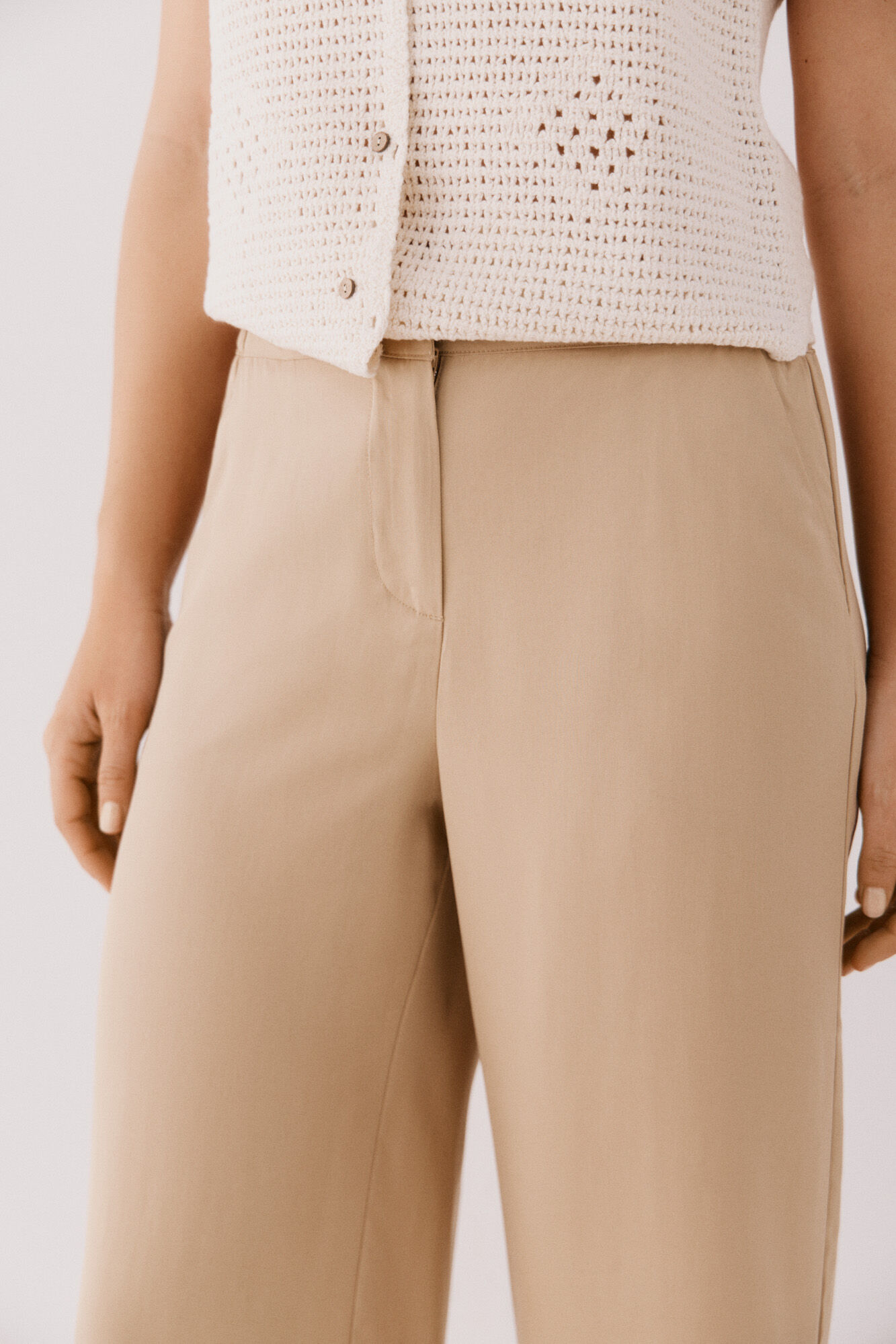 Cortefiel Pantal&oacute;n de tencel Beige