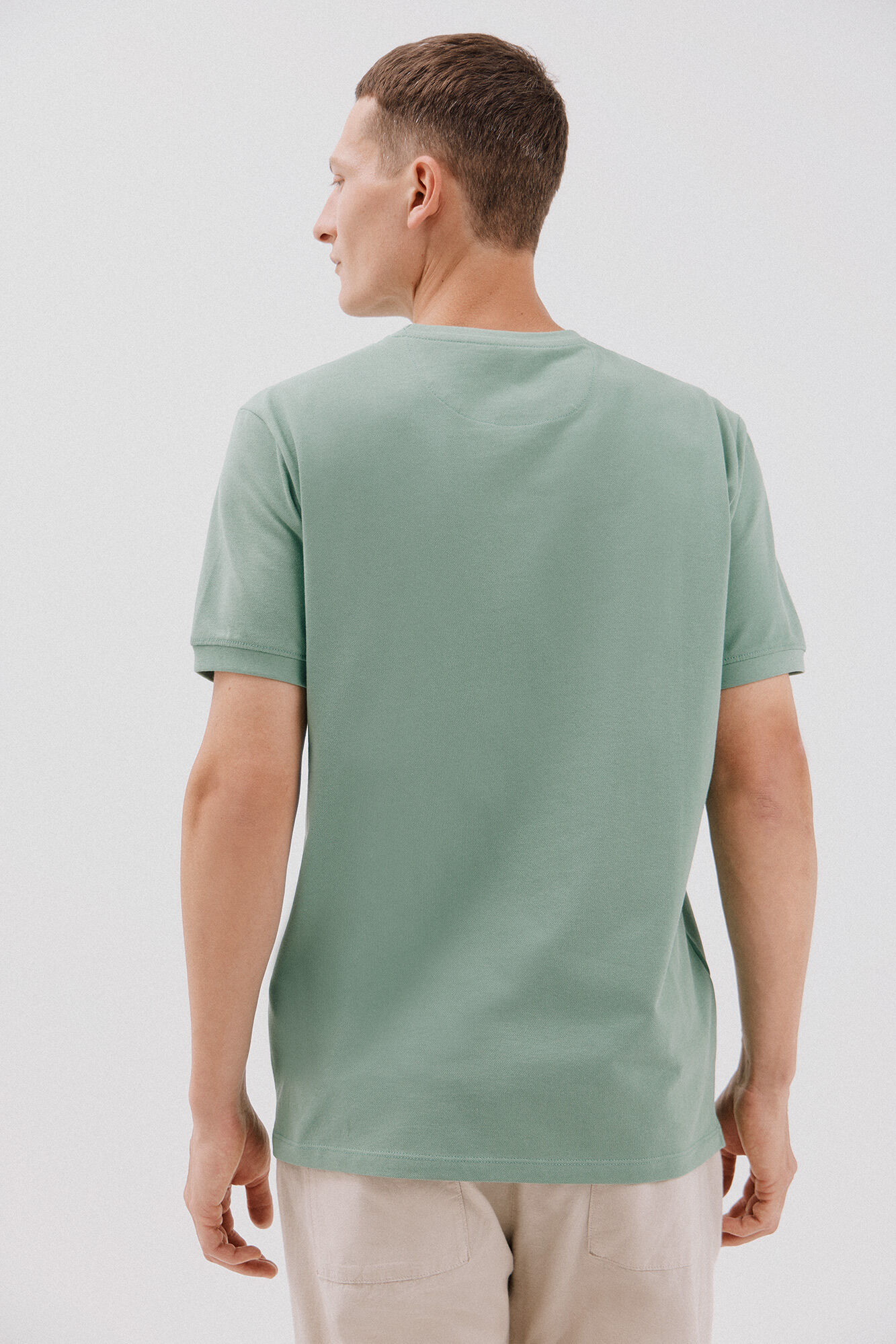 Cortefiel Playera b&aacute;sica piqu&eacute; Verde