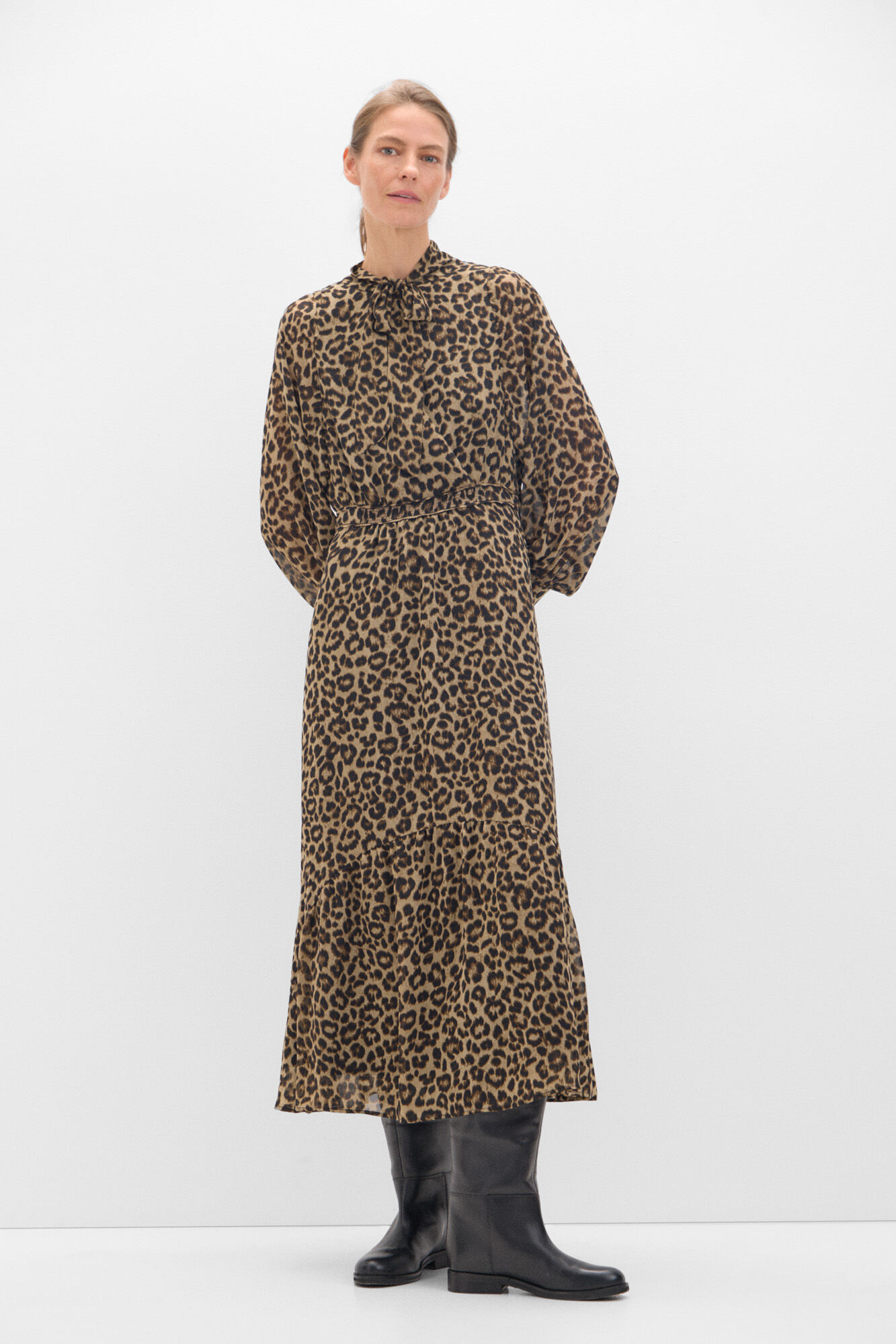 Cortefiel Vestido largo estampado leopardo