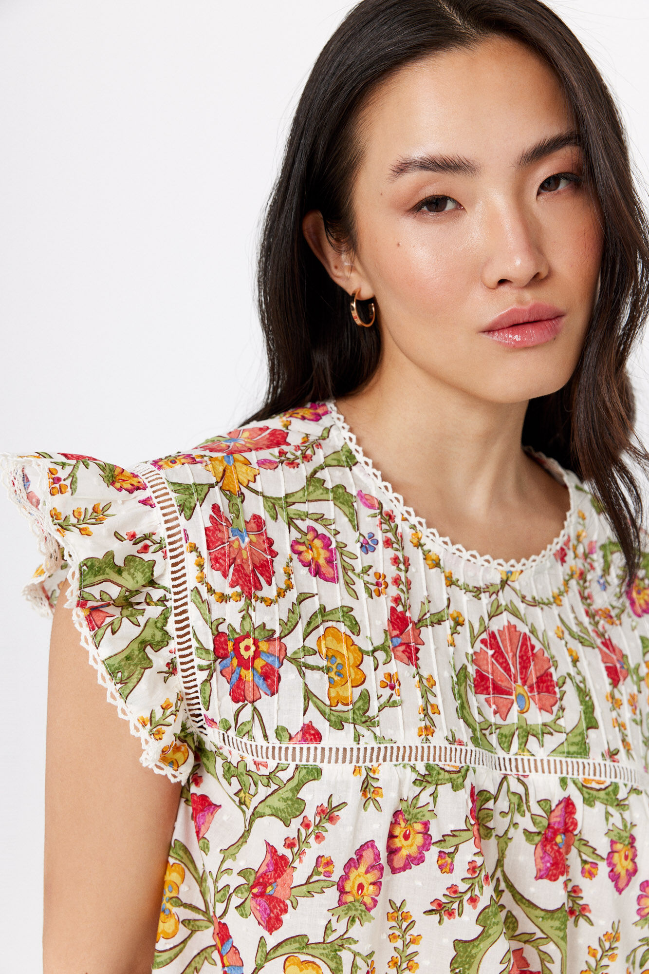 Cortefiel Blusa estampada volante