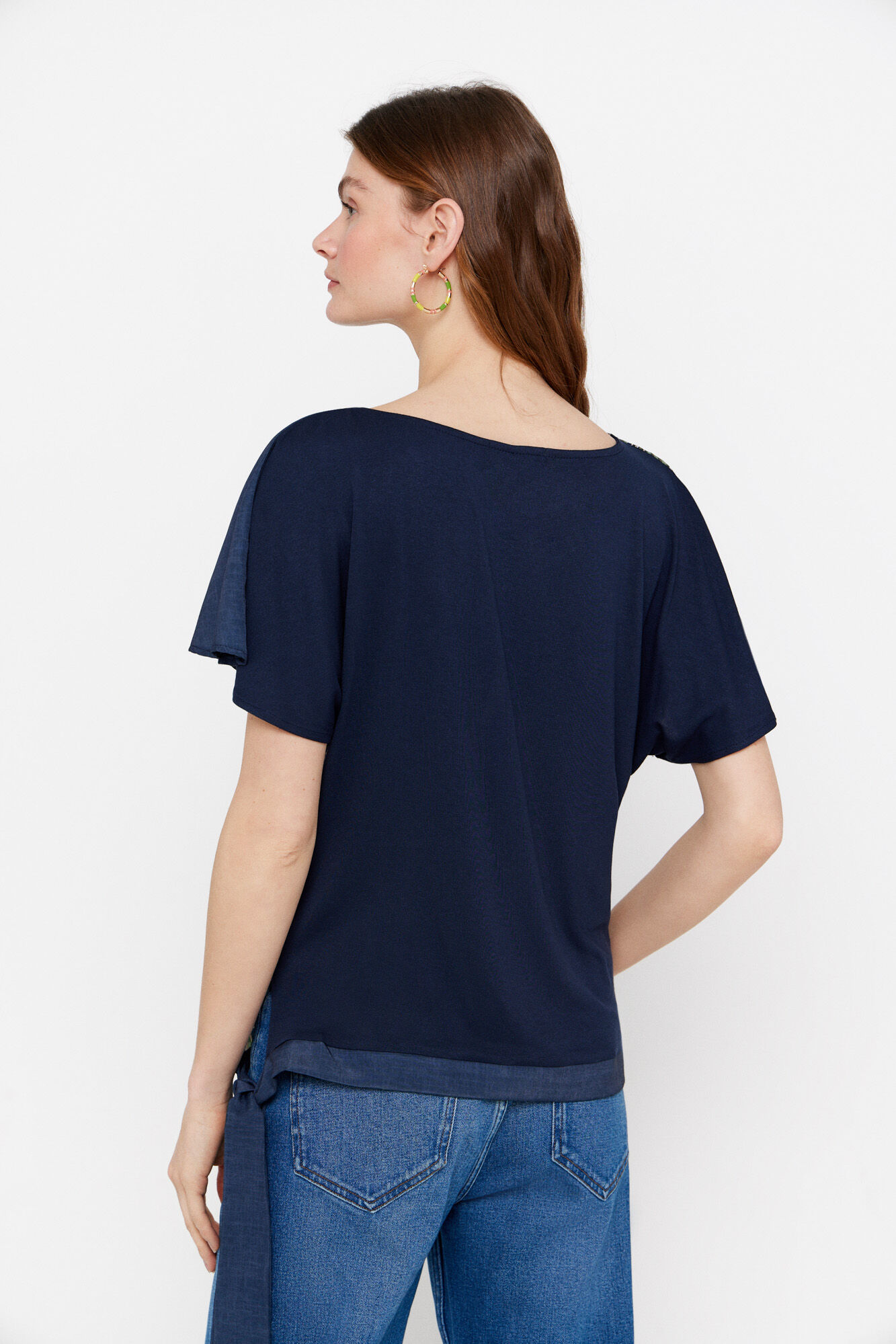 Cortefiel Top combinado estampado Azul marino