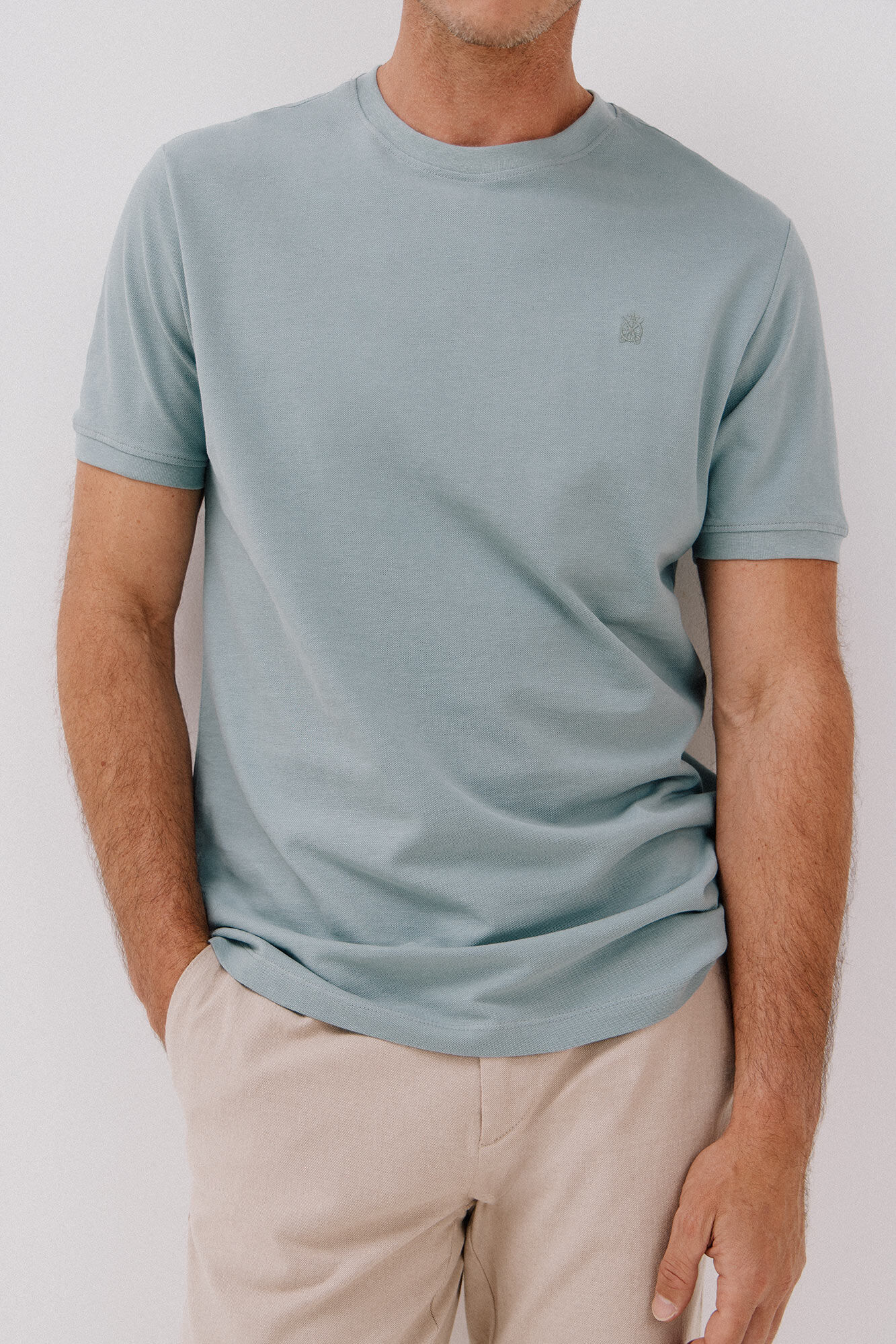 Cortefiel Playera b&aacute;sica piqu&eacute; Azul
