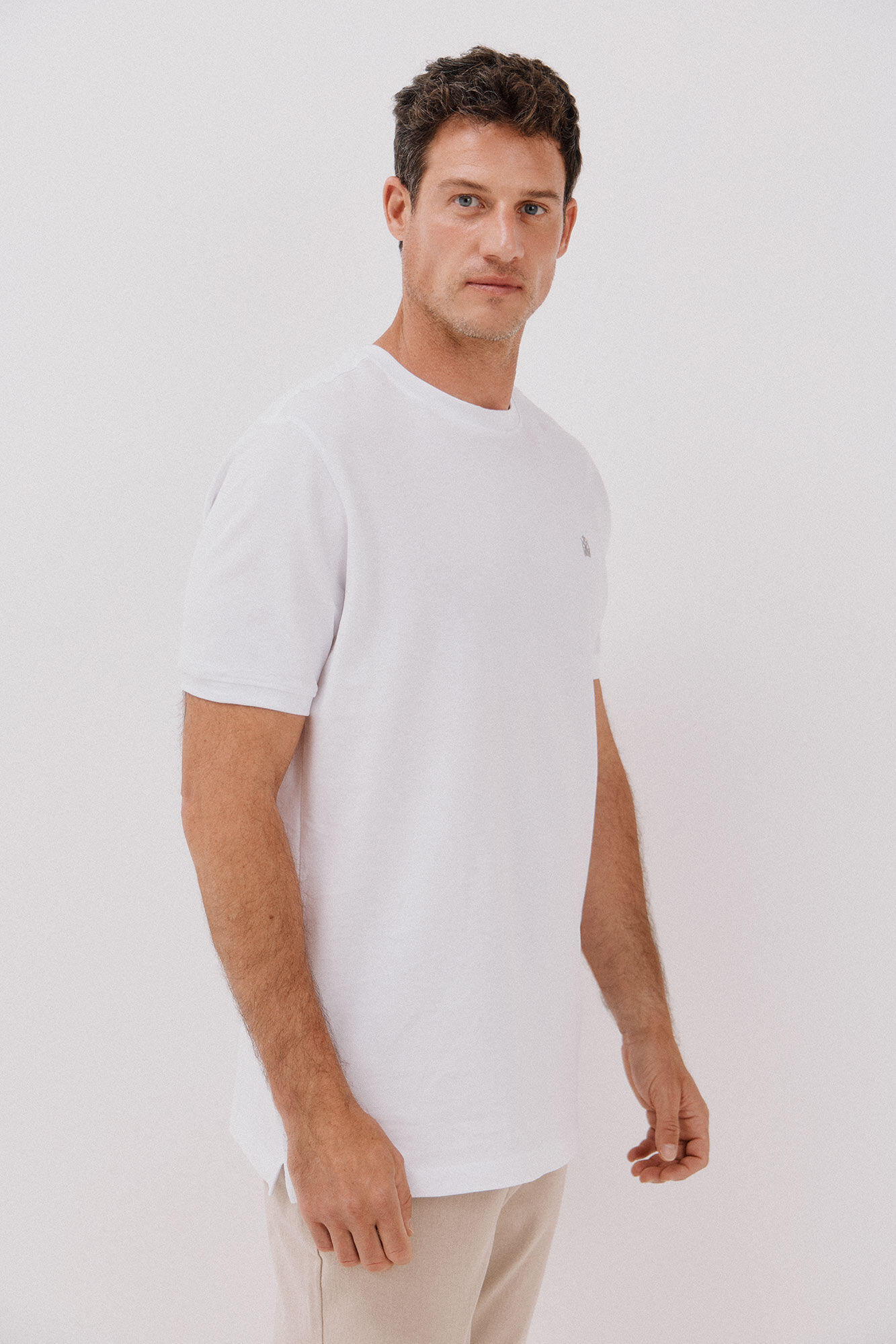 Cortefiel Playera b&aacute;sica piqu&eacute; Blanco
