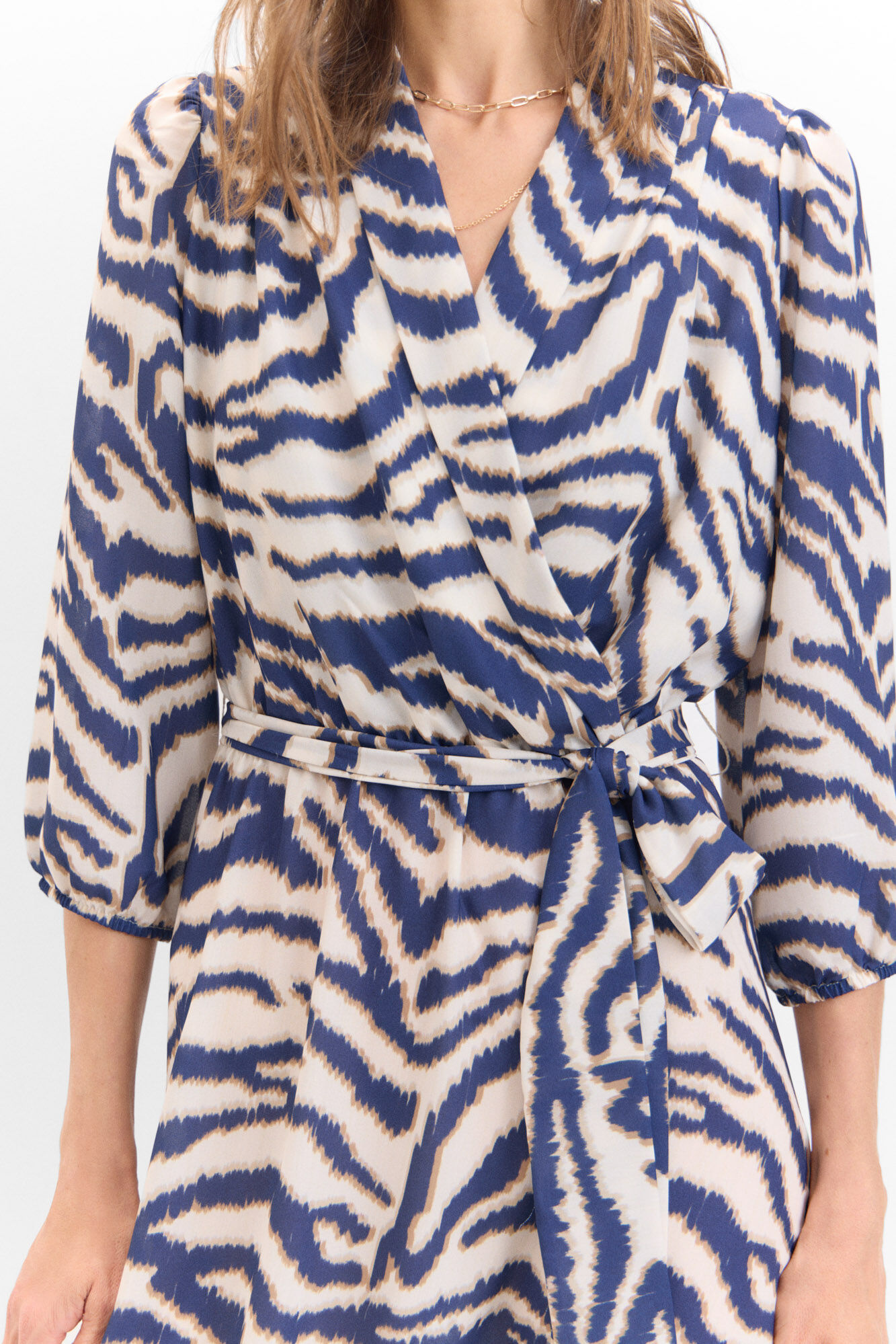 Cortefiel Vestido falda plisada Estampado azul