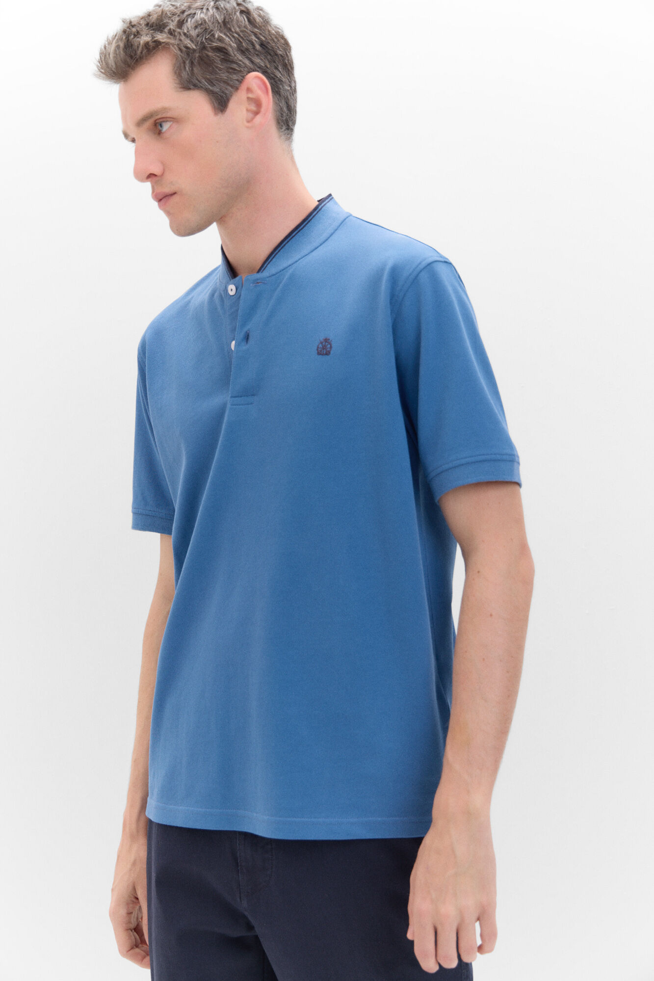 Cortefiel Polo cuello bomber Azul