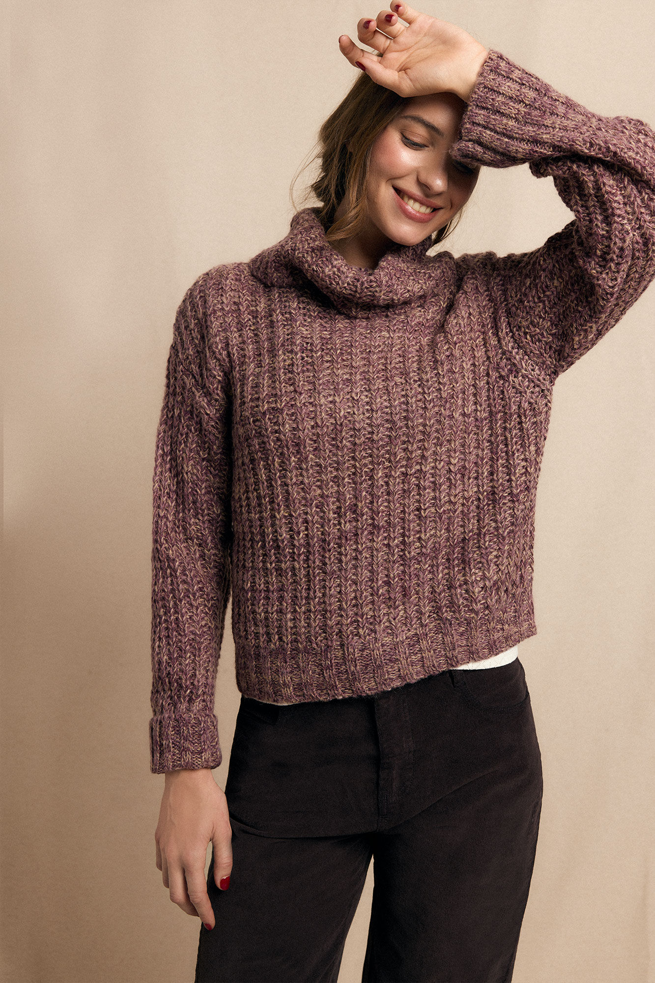 Slowlove Su&eacute;ter de cuello vuelto bicolor Lila