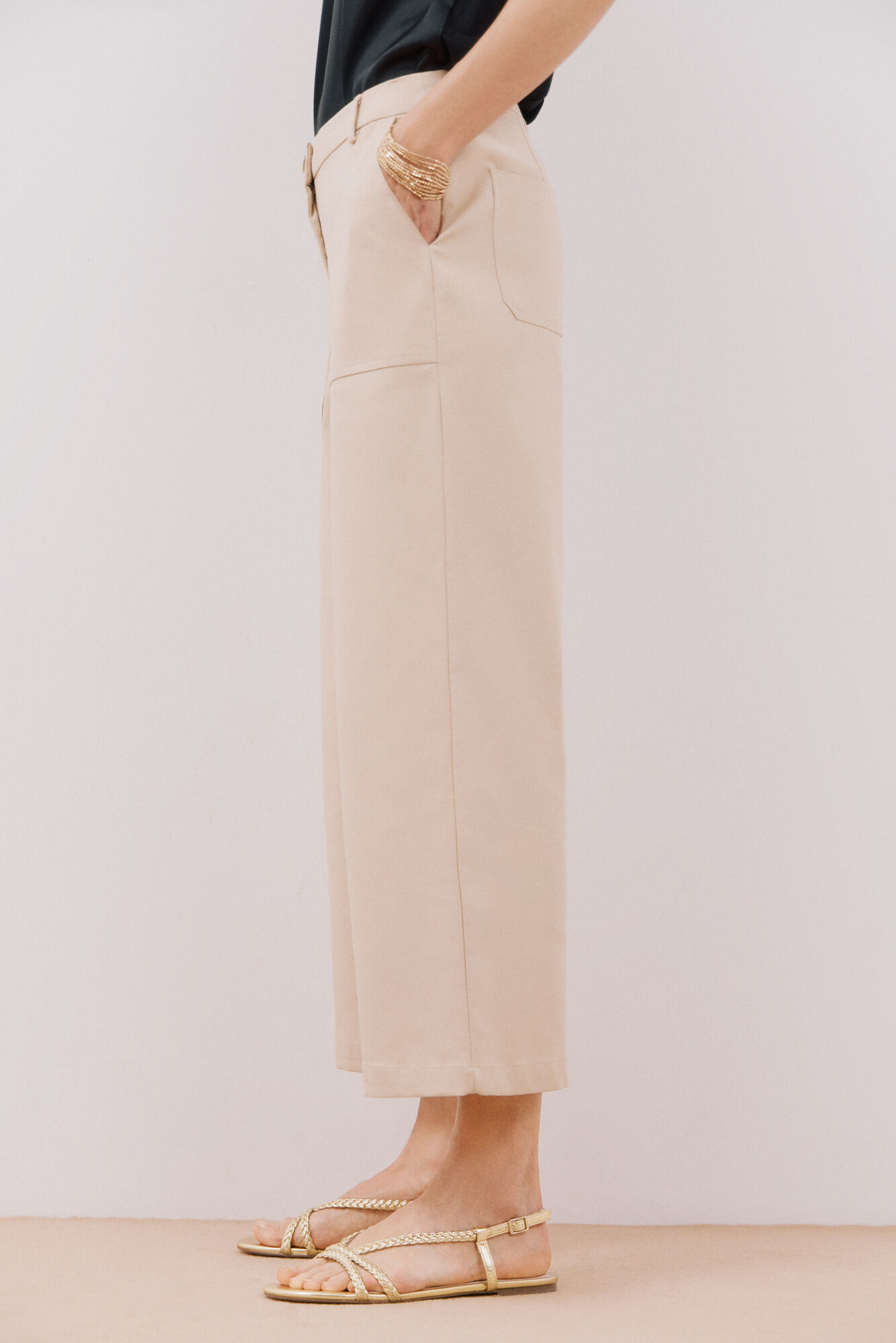 Cortefiel Pantal&oacute;n con bolsillos delanteros Beige