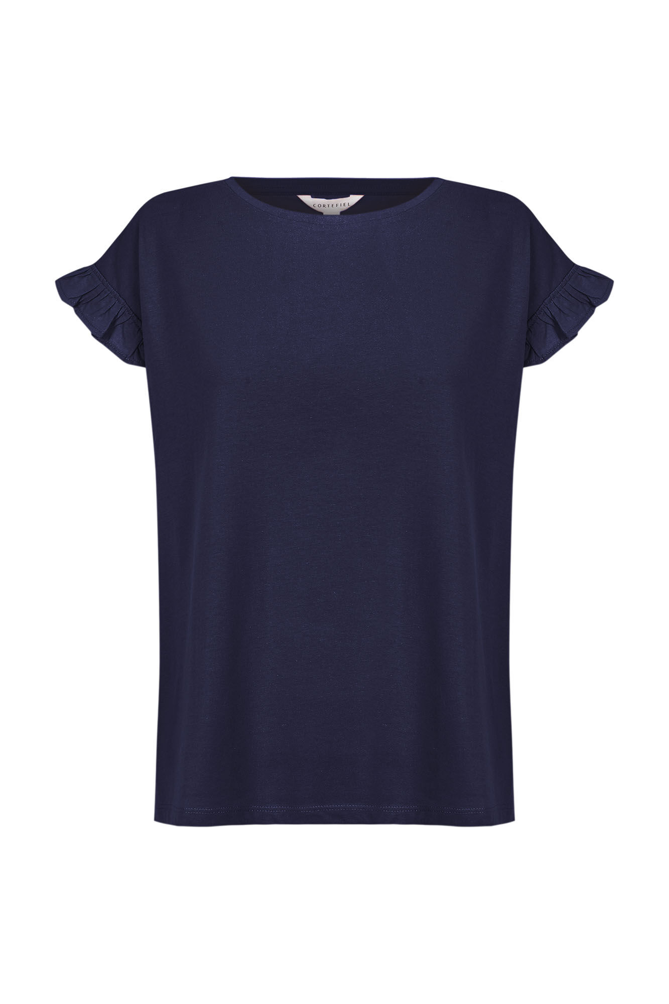 Cortefiel Camiseta b&aacute;sica volantes Azul marino