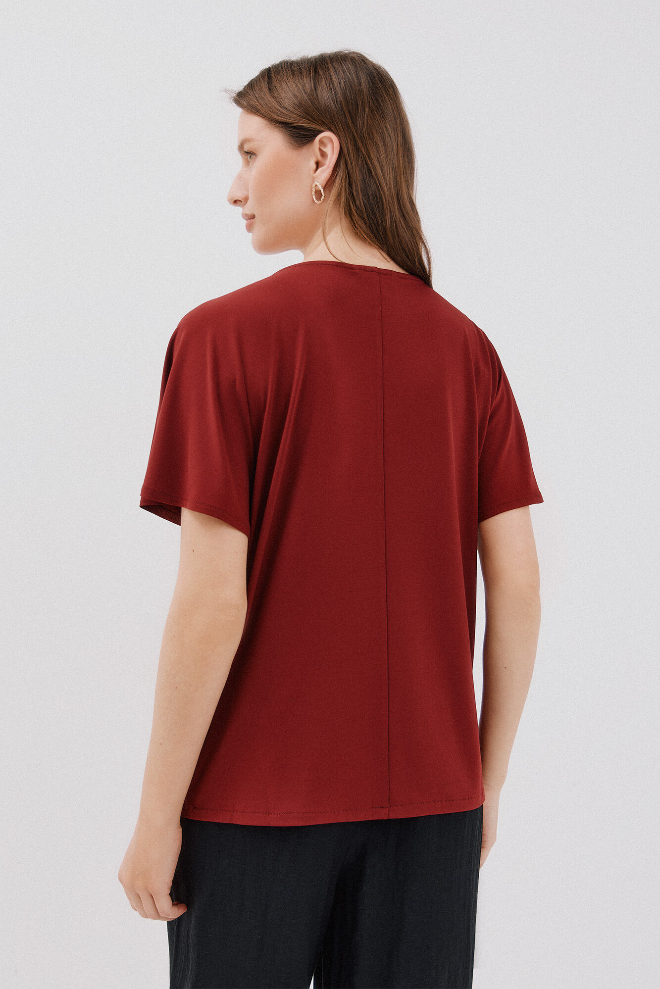 Cortefiel Playera b&aacute;sica fluida Vino