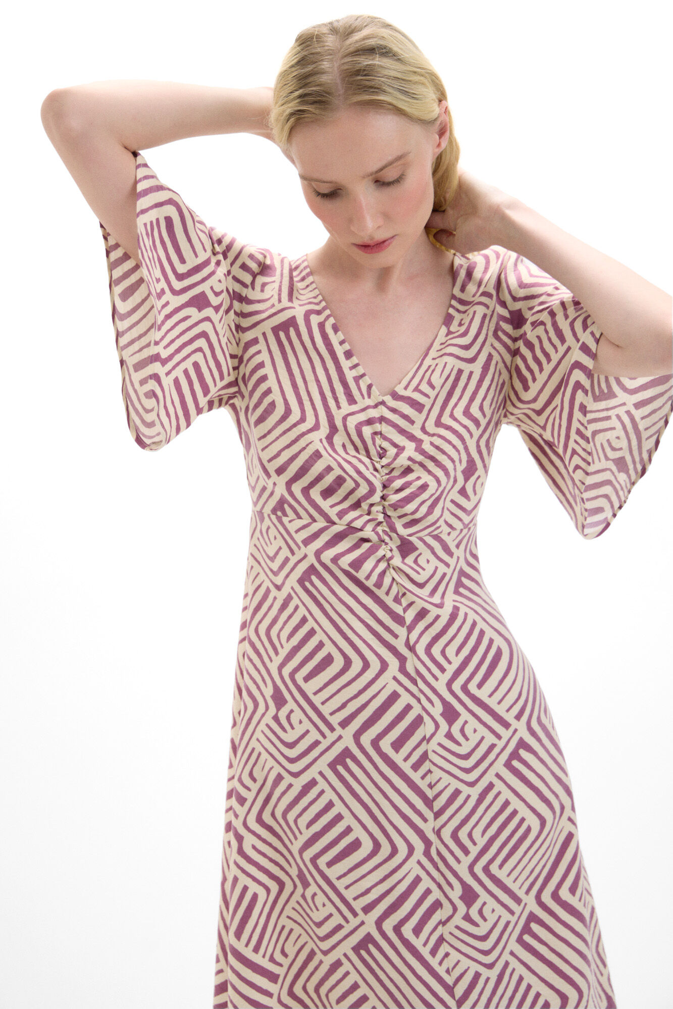Cortefiel Vestido estampado detalle frunce