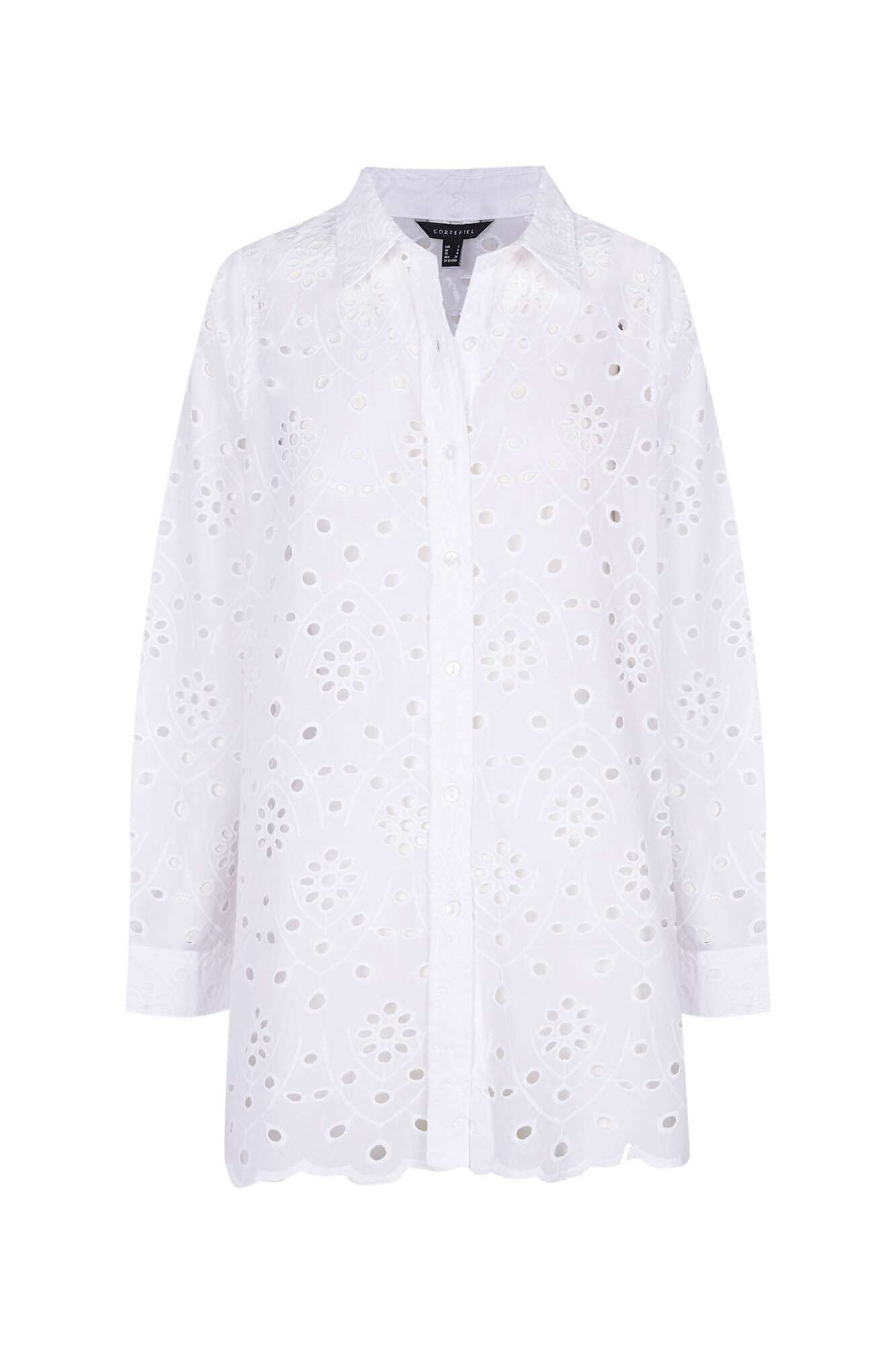 Cortefiel Camisa algod&oacute;n bordado Blanco