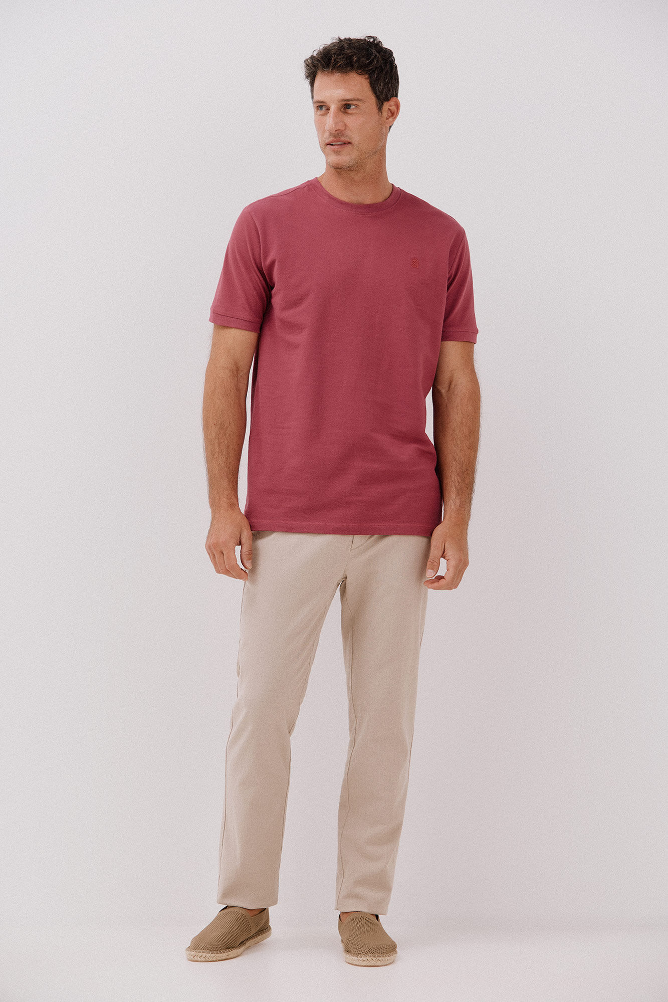 Cortefiel Playera b&aacute;sica piqu&eacute; Rojo