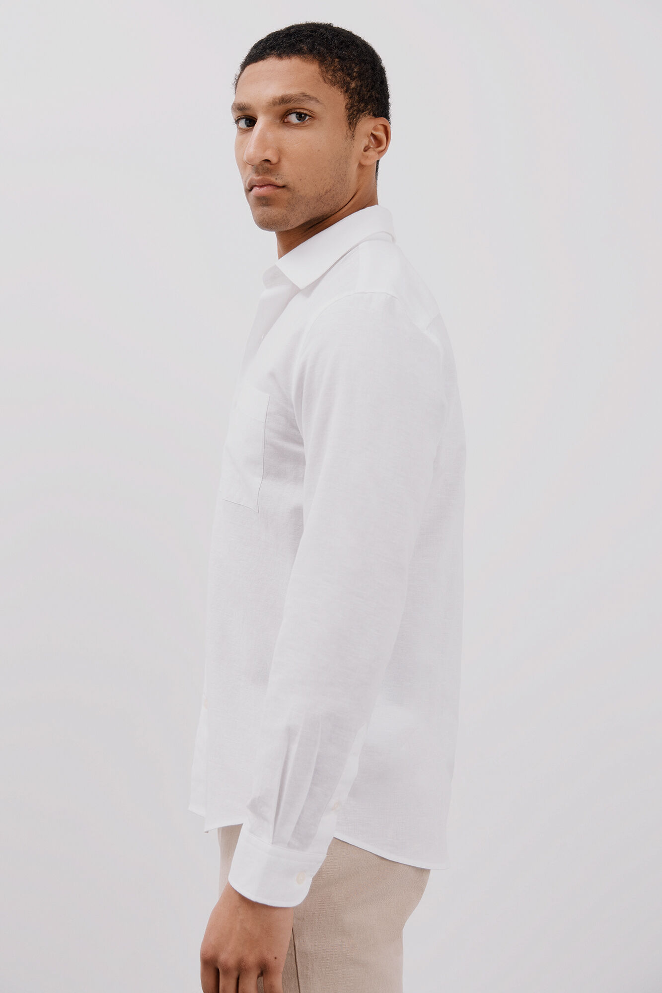 Cortefiel Camisa lino algod&oacute;n liso