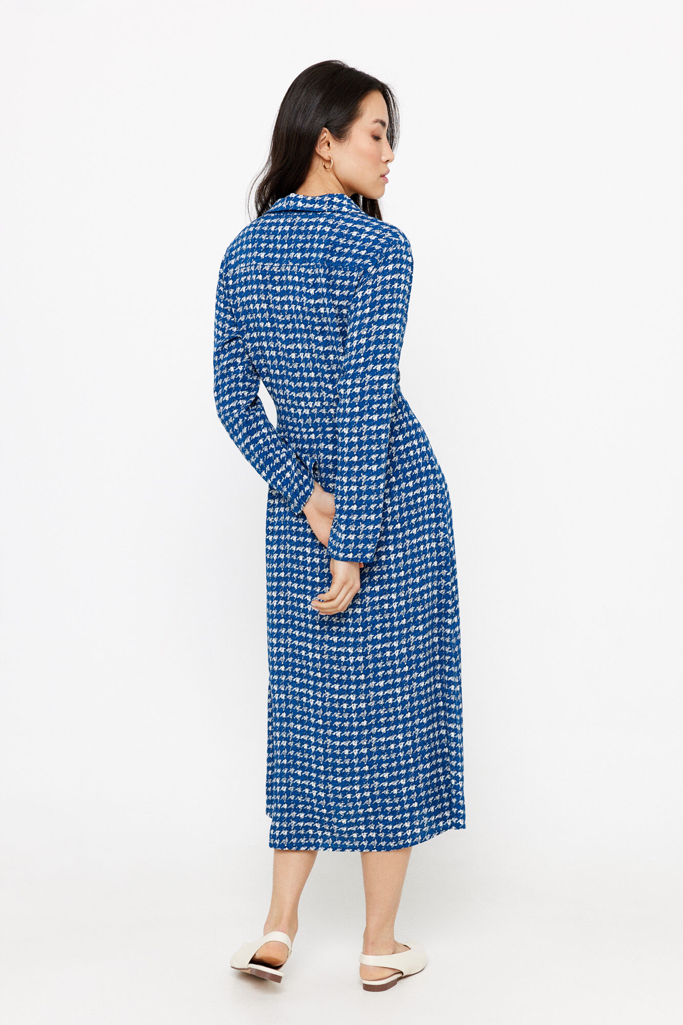 Cortefiel Vestido midi estampado Estampado azul