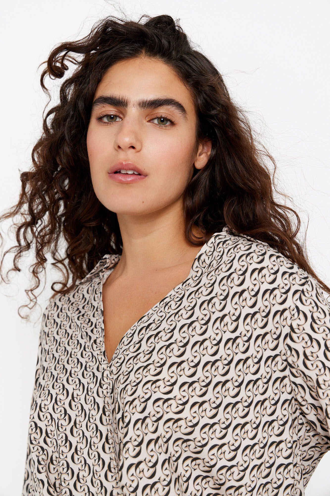Cortefiel Blusa manga larga estampada Multicolor