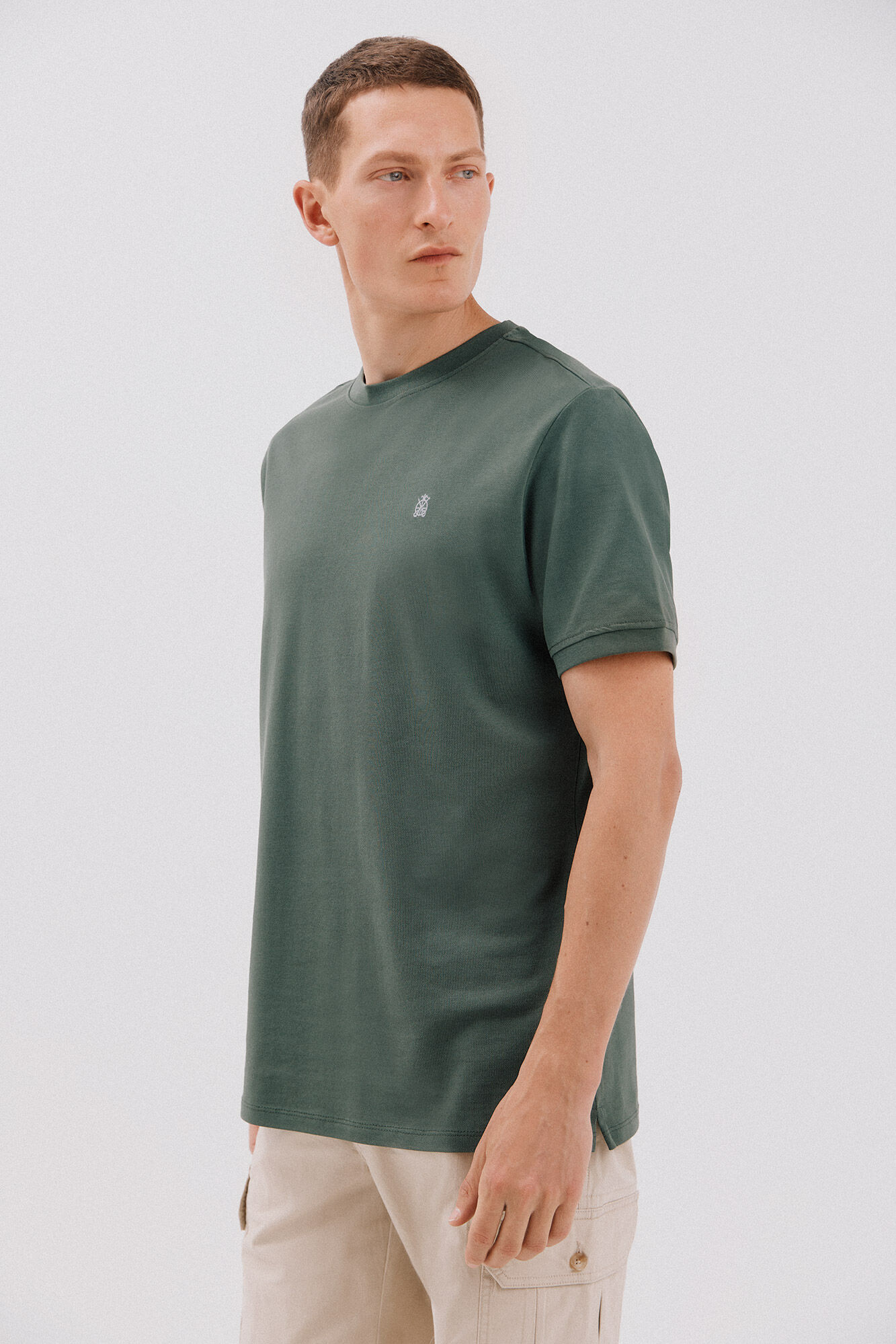Cortefiel Playera b&aacute;sica piqu&eacute; Verde