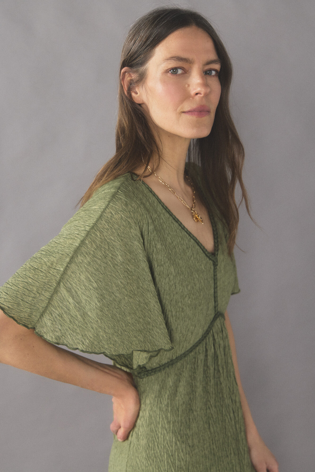 Cortefiel Vestido tejido plisado