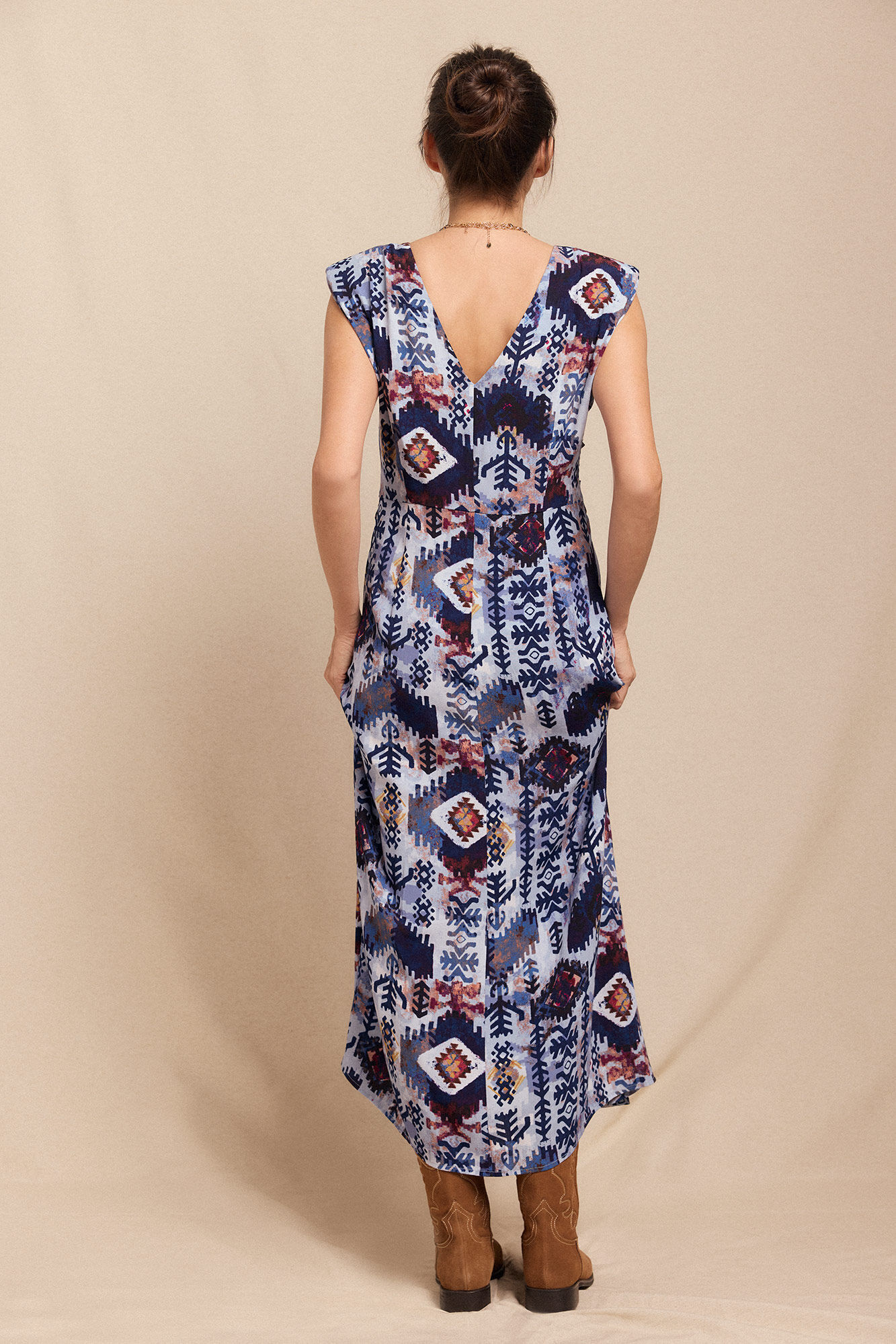 Slowlove Vestido estampado con hombreras Multicolor
