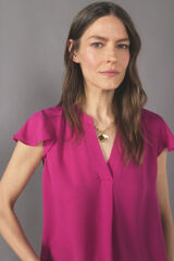 Cortefiel Blusa fluida escote pico Morado