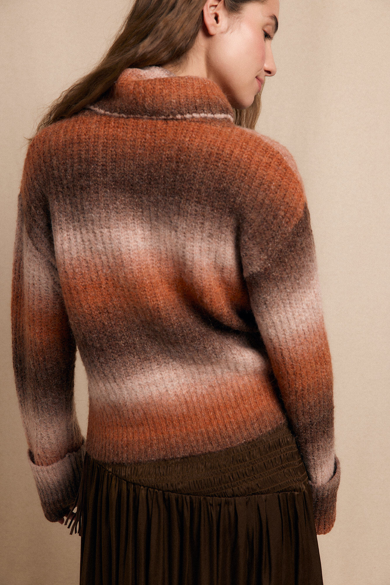 Slowlove Su&eacute;ter de cuello vuelto Estampado beige