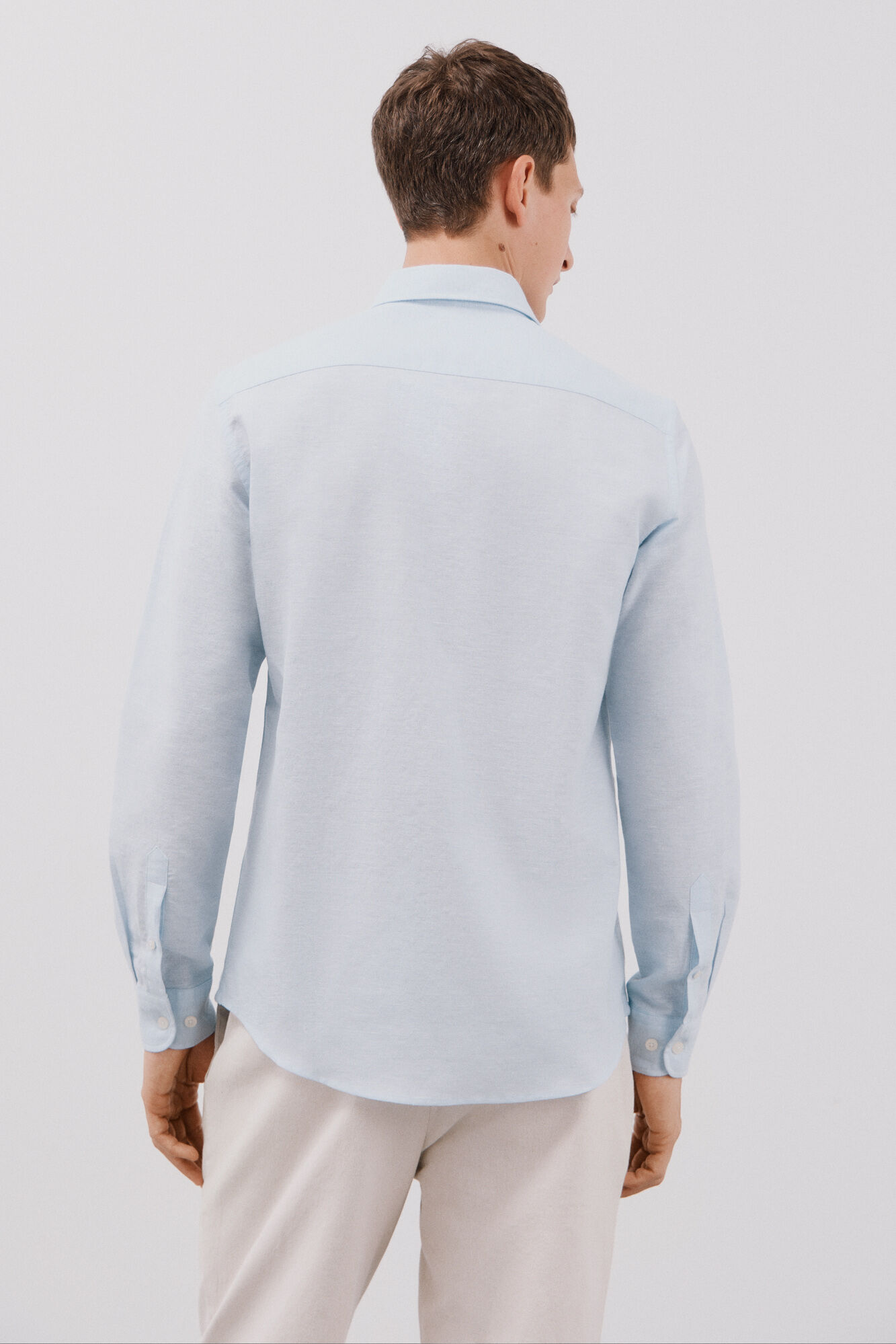 Cortefiel Camisa lino algod&oacute;n liso Azul