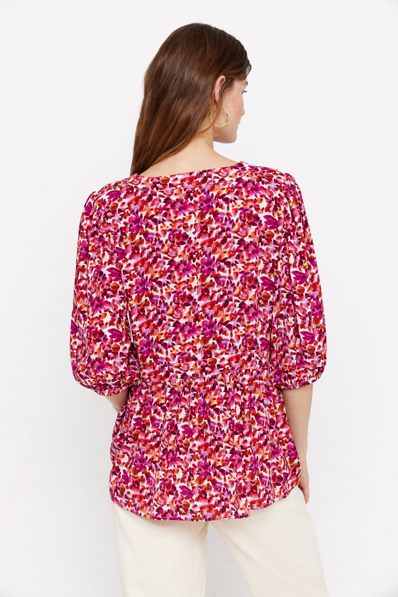 Cortefiel Blusa escote pico estmpada