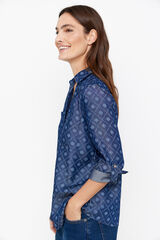 Cortefiel Camisa vaquera tencel Estampado azul