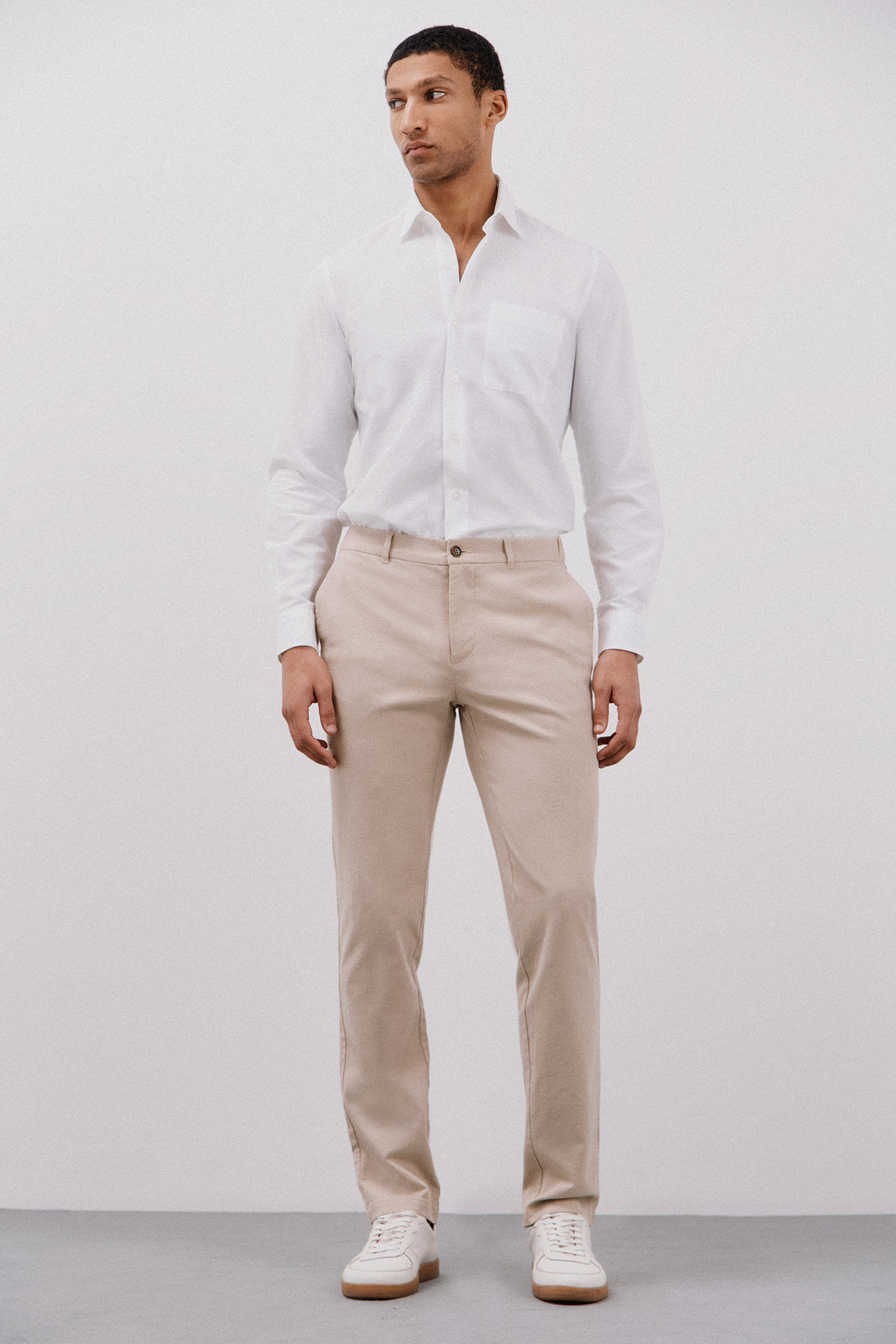 Cortefiel Pantal&oacute;n chino algod&oacute;n-lino Beige