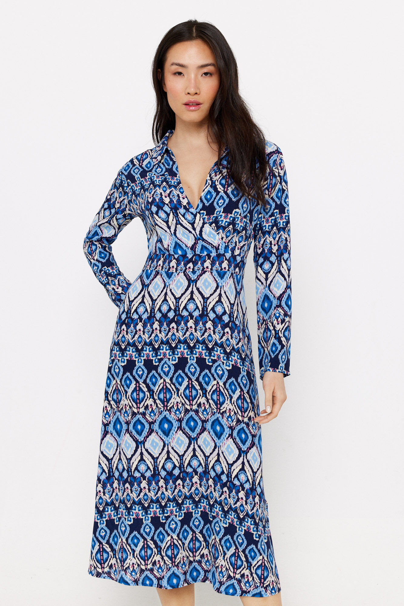 Cortefiel Vestido midi estampado Multicolor