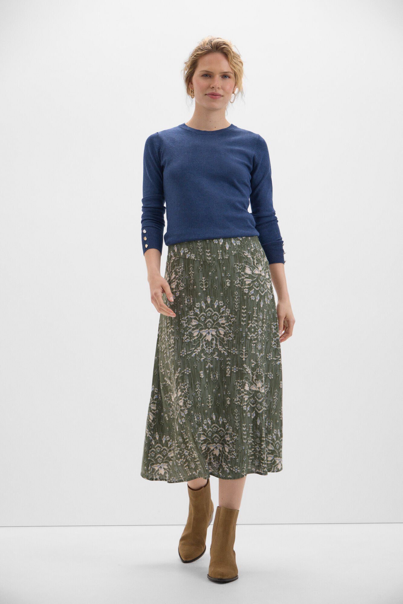 Cortefiel Falda midi estampada