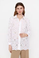 Cortefiel Camisa algod&oacute;n bordado Blanco