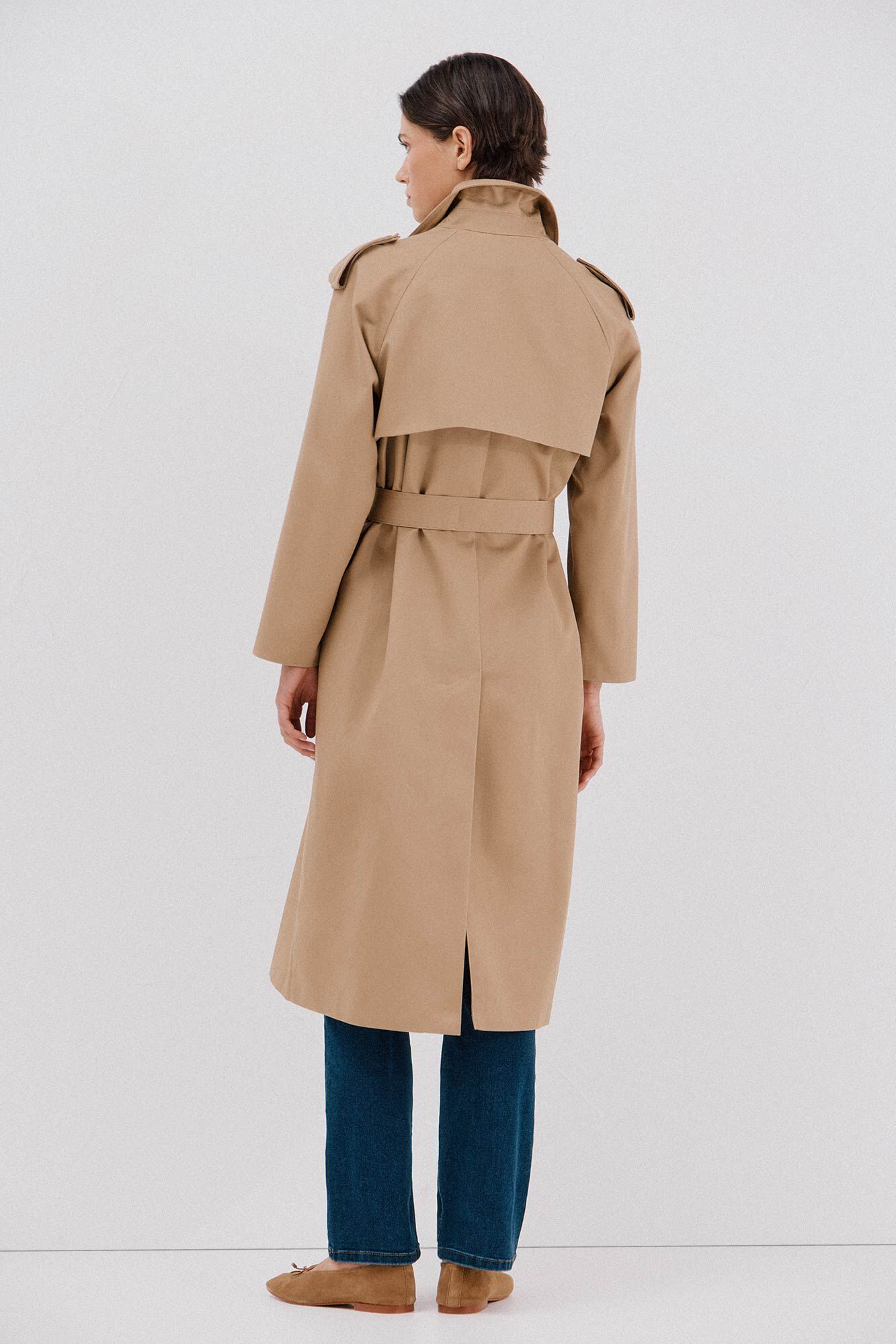 Cortefiel Gabardina larga Beige