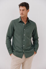 Cortefiel Camisa lino algod&oacute;n liso Verde