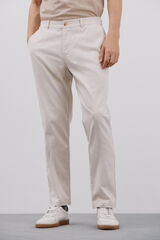 Cortefiel Pantal&oacute;n chino algod&oacute;n-lino Marfil