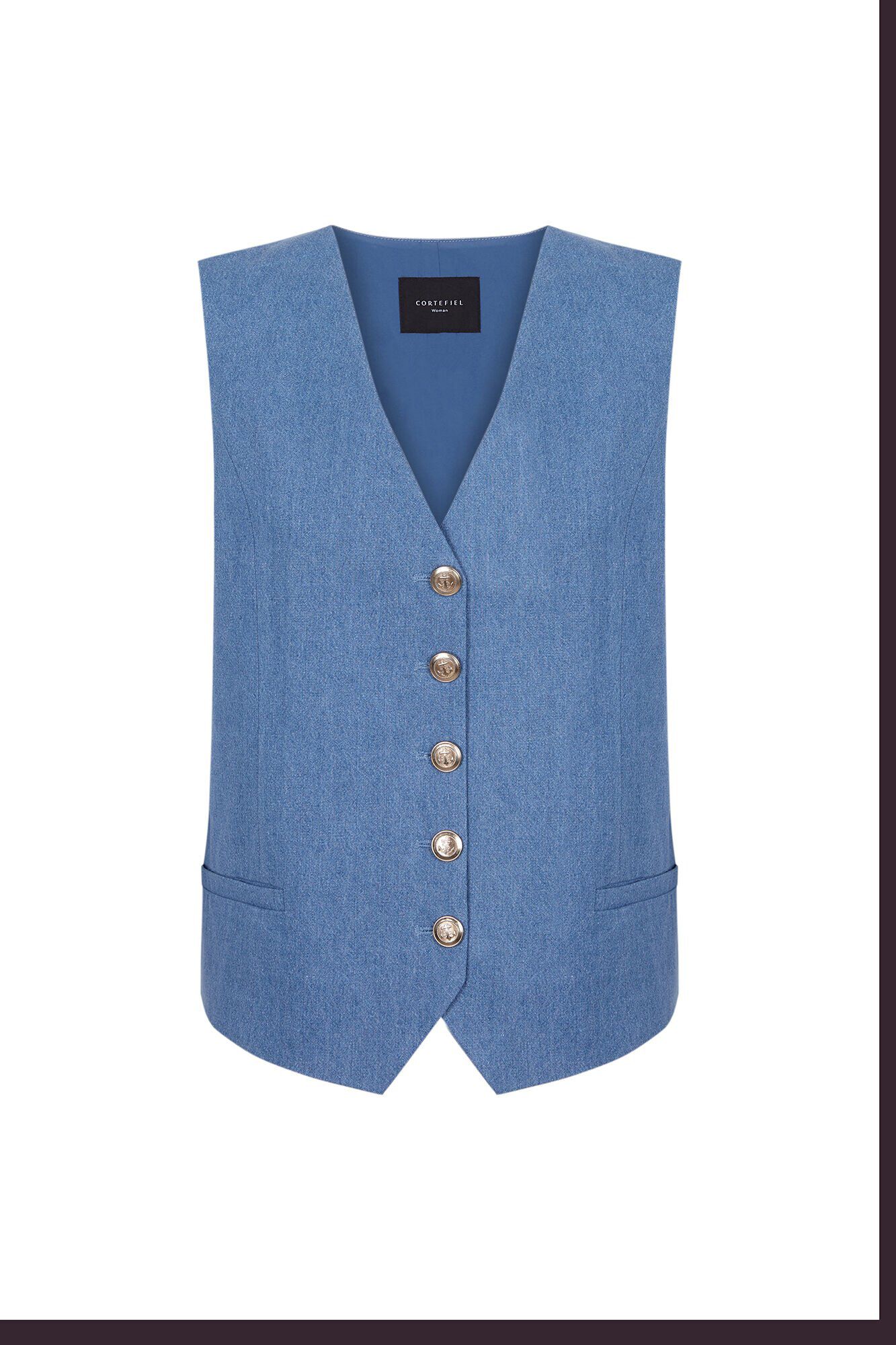Cortefiel Chaleco tejido denim Azul