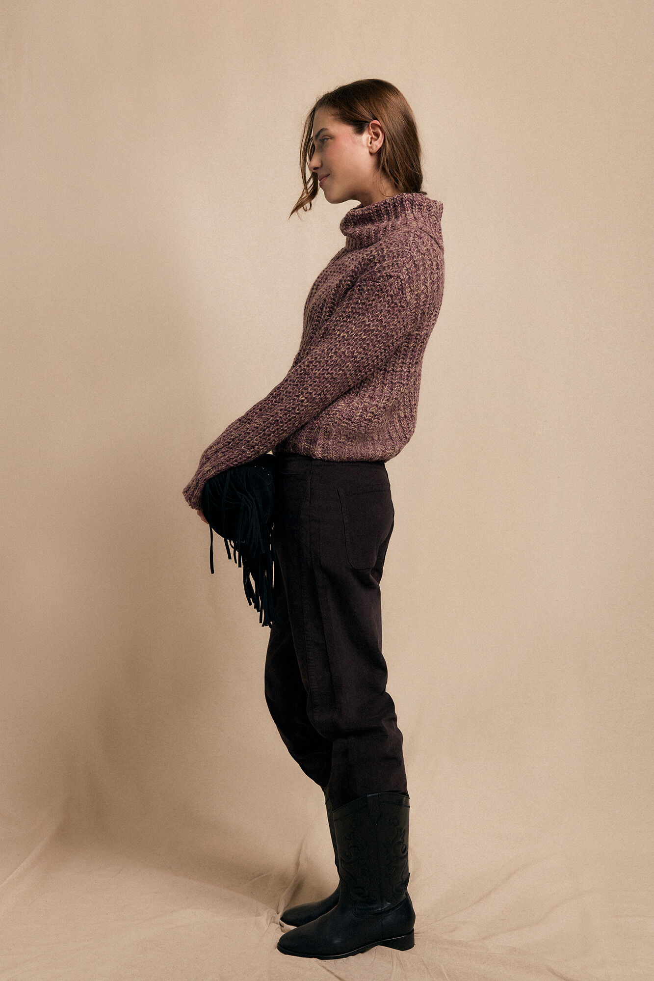 Slowlove Su&eacute;ter de cuello vuelto bicolor Lila