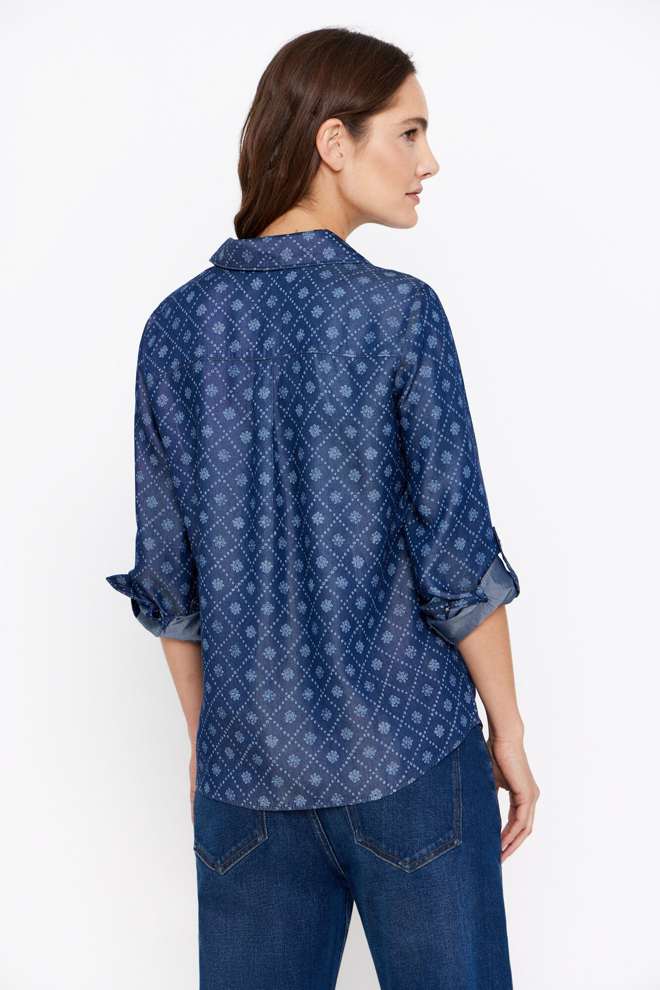 Cortefiel Camisa vaquera tencel Estampado azul