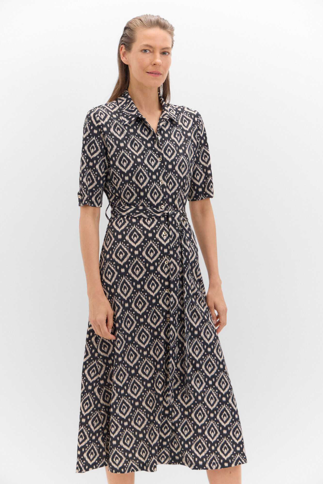 Cortefiel Vestido polo en punto piqu&eacute; Estampado blanco
