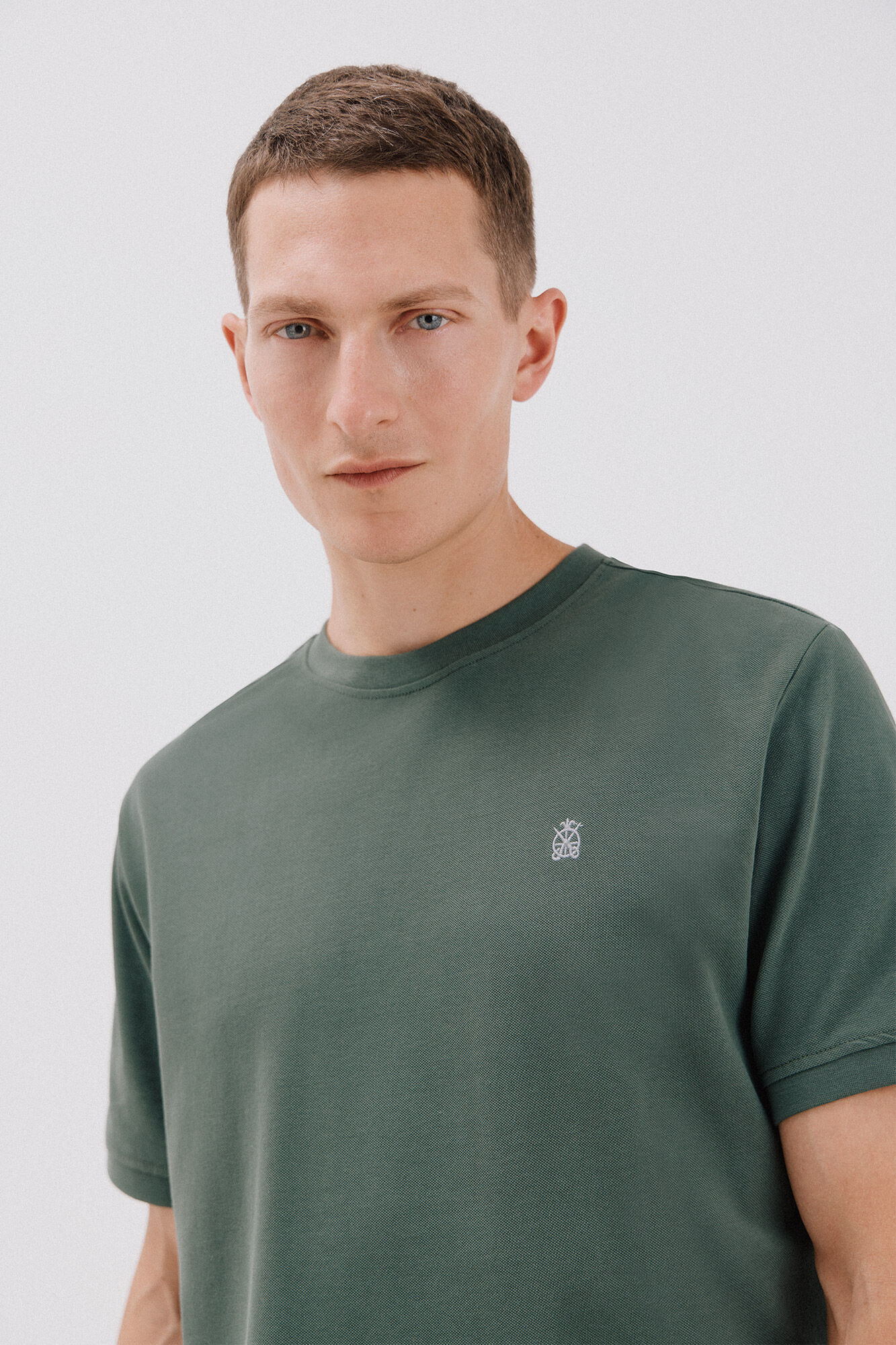 Cortefiel Playera b&aacute;sica piqu&eacute; Verde
