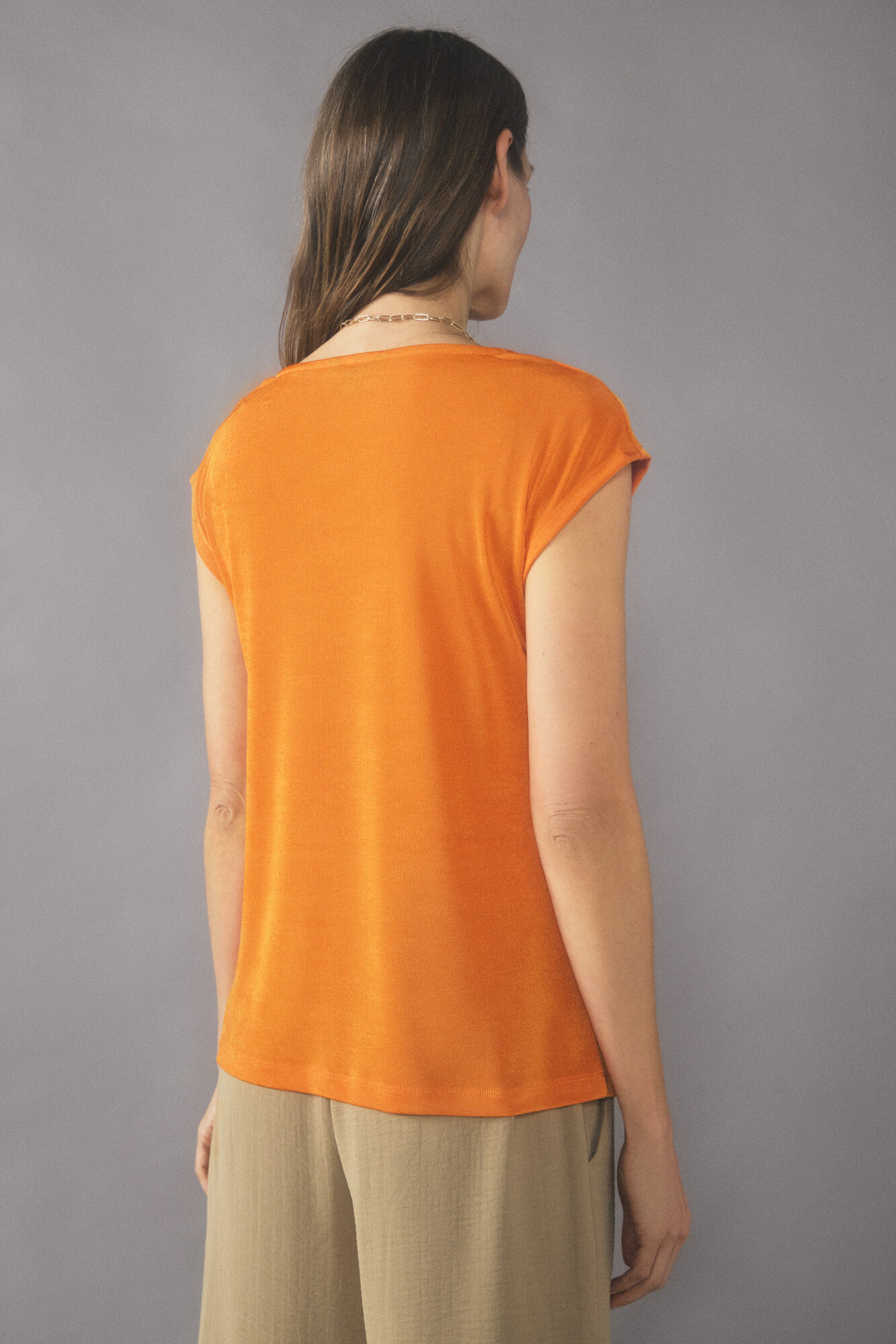 Cortefiel Top drapeado de punto Naranja