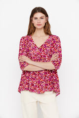 Cortefiel Blusa escote pico estmpada Multicolor
