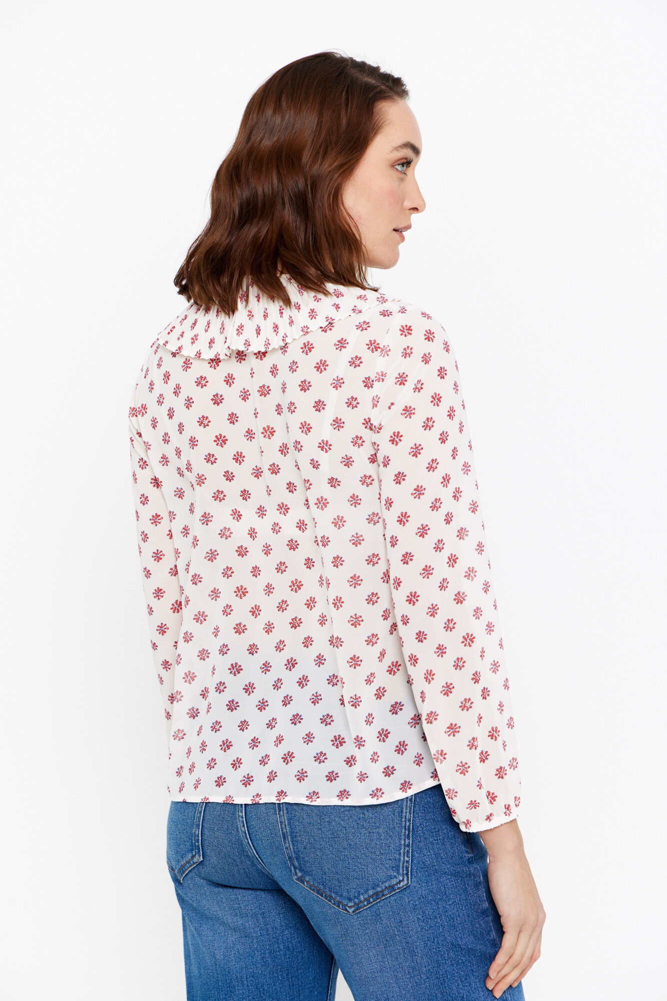 Cortefiel Blusa estampada fluida Estampado blanco