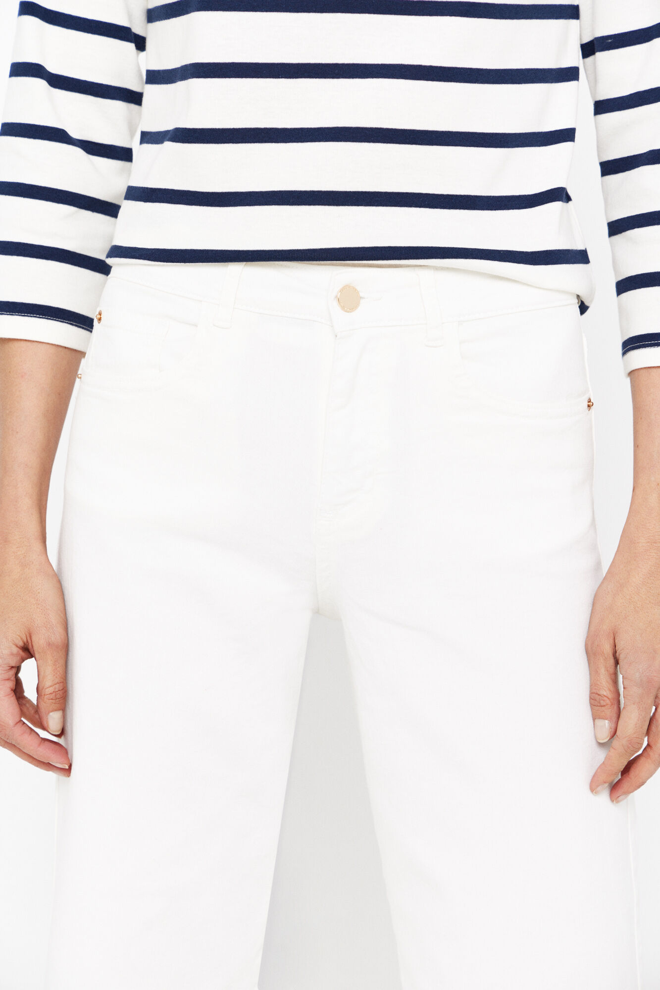 Cortefiel pantal&oacute;n denim fit palazzo crop Blanco