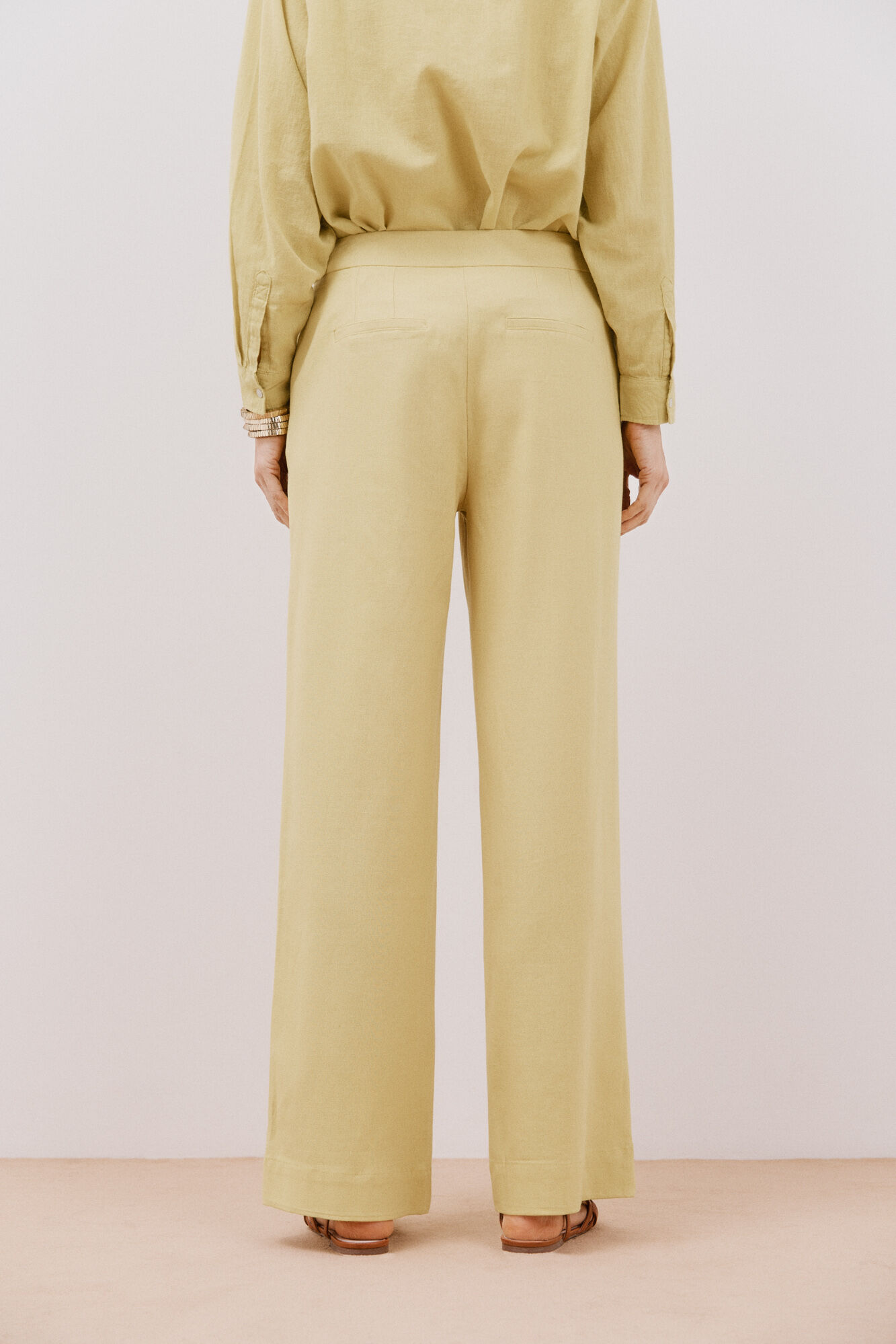 Cortefiel Pantal&oacute;n lino Amarillo