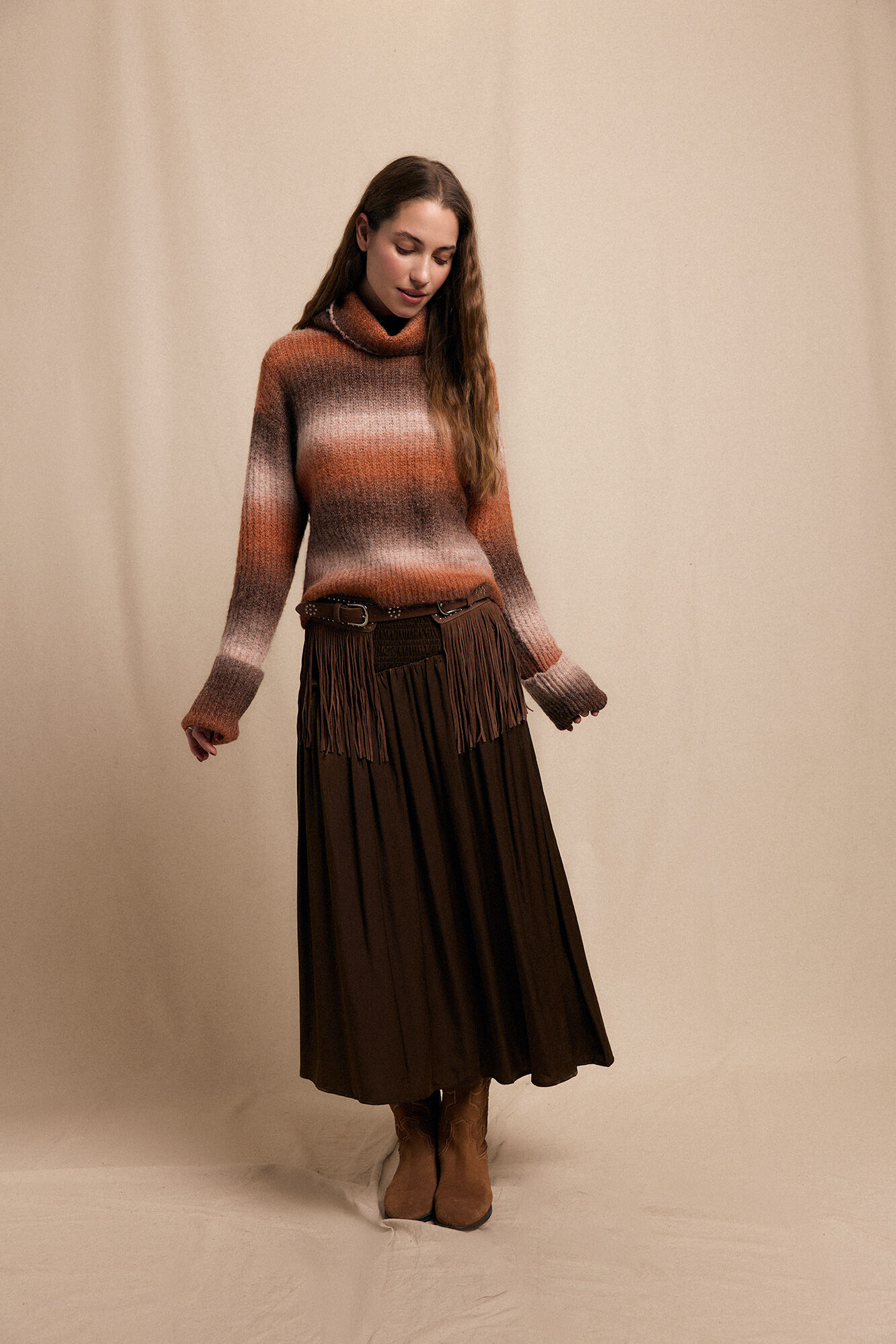 Slowlove Su&eacute;ter de cuello vuelto Estampado beige